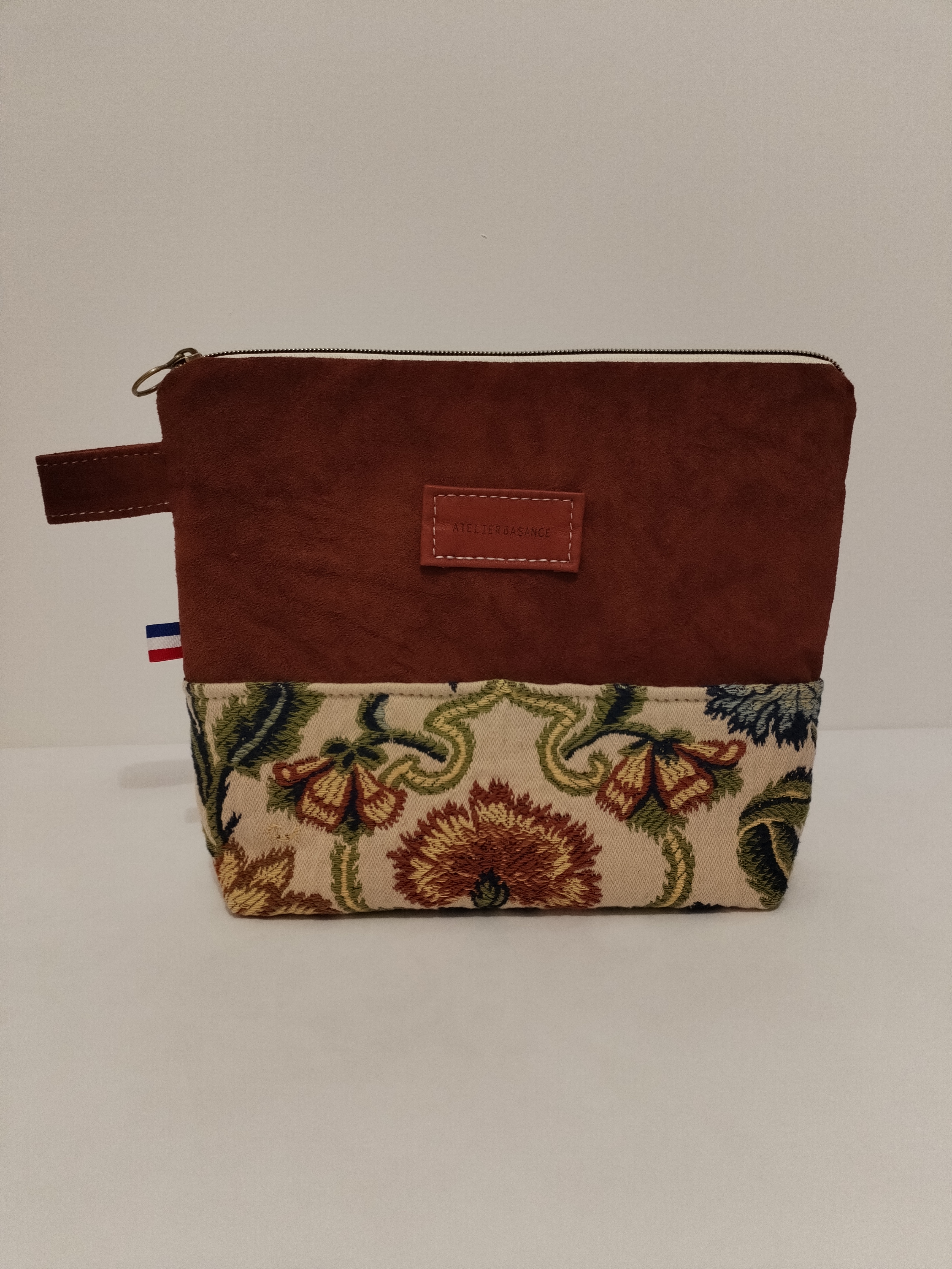 Pochette "La Généreuse" motifs automne et daim terracotta