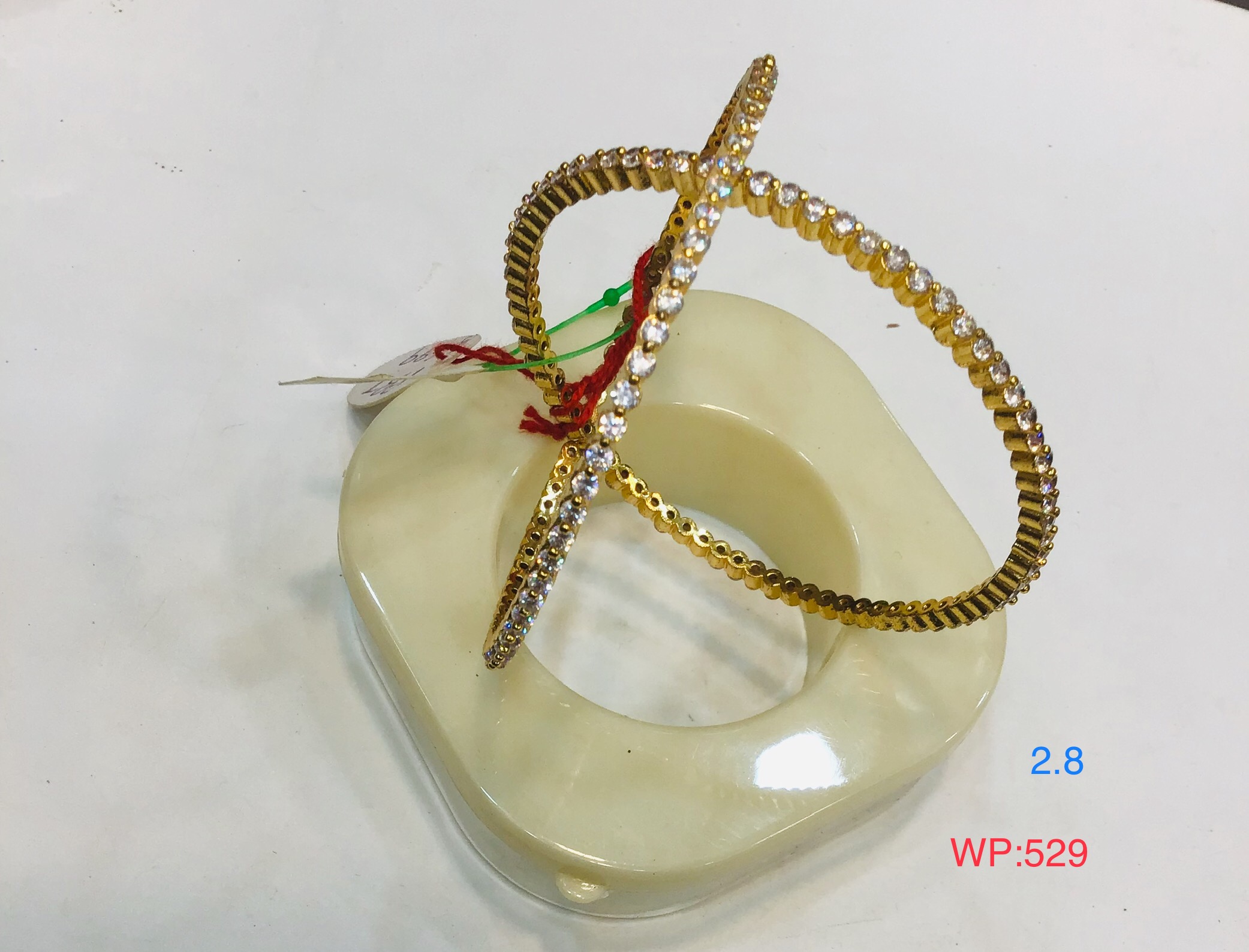 Classic White Stone Bangles (Set of 2)