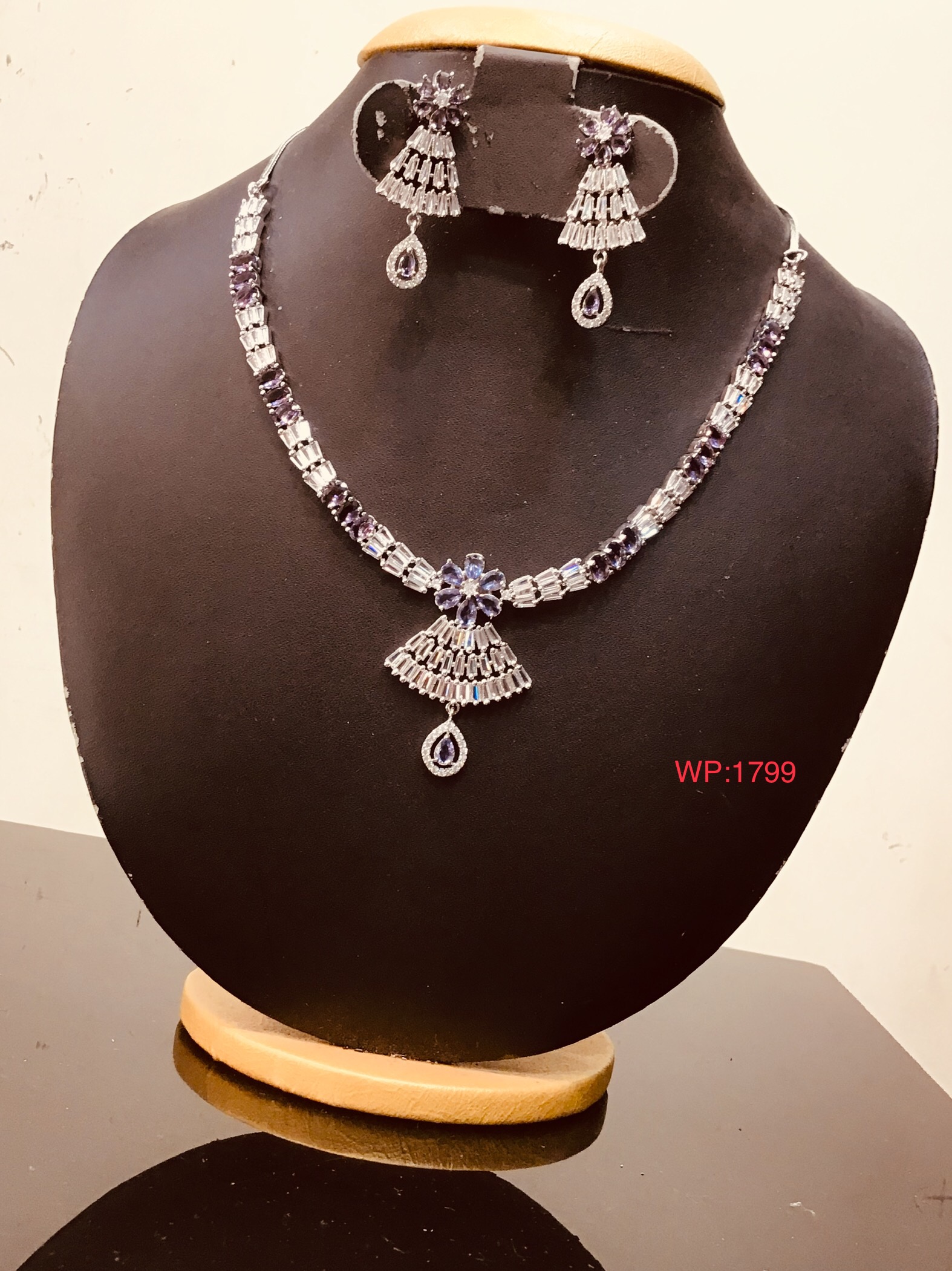 Elegant Black Diamond Necklace with Earrings