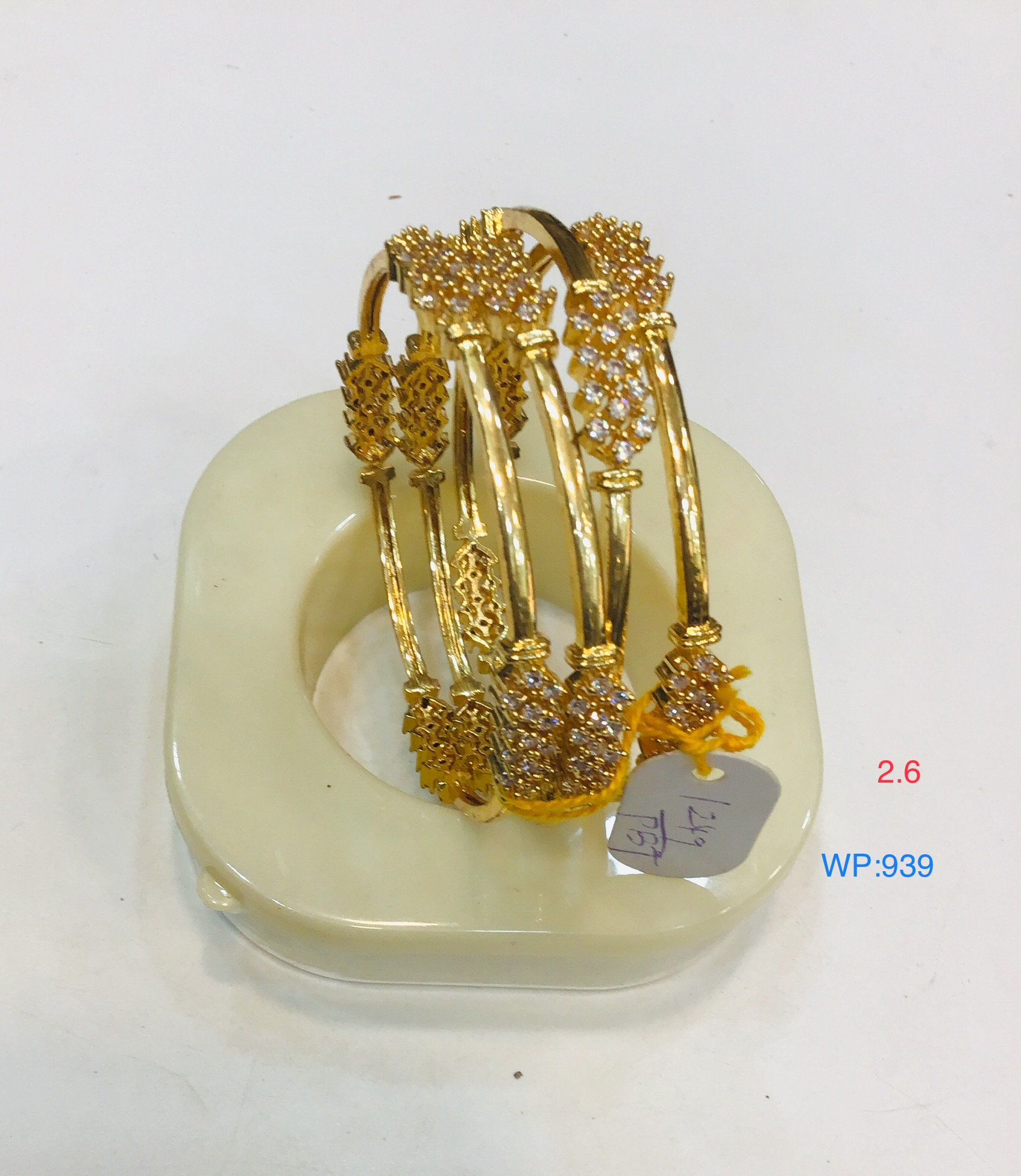Designer Gold-Plated Stone-Studded Bangles – Set of 4 