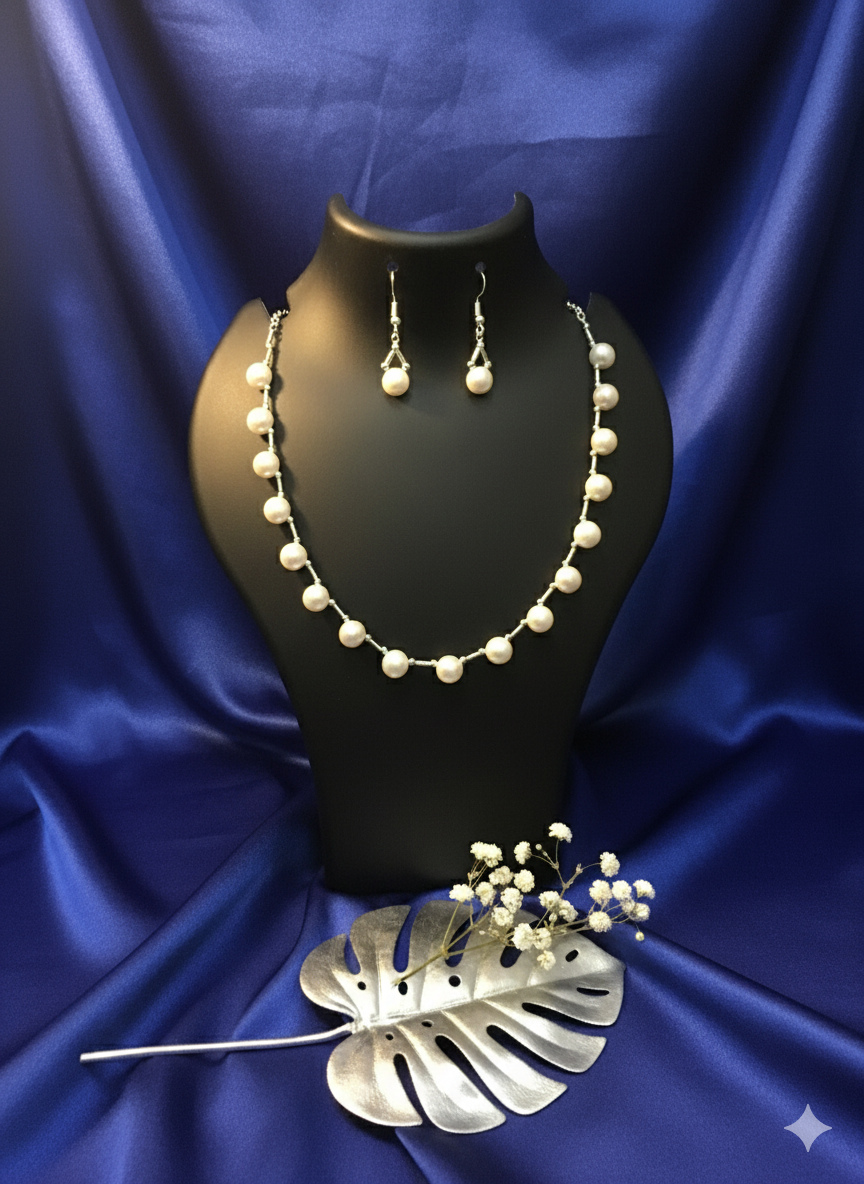 Elegant Pearl Necklace and Earring Set