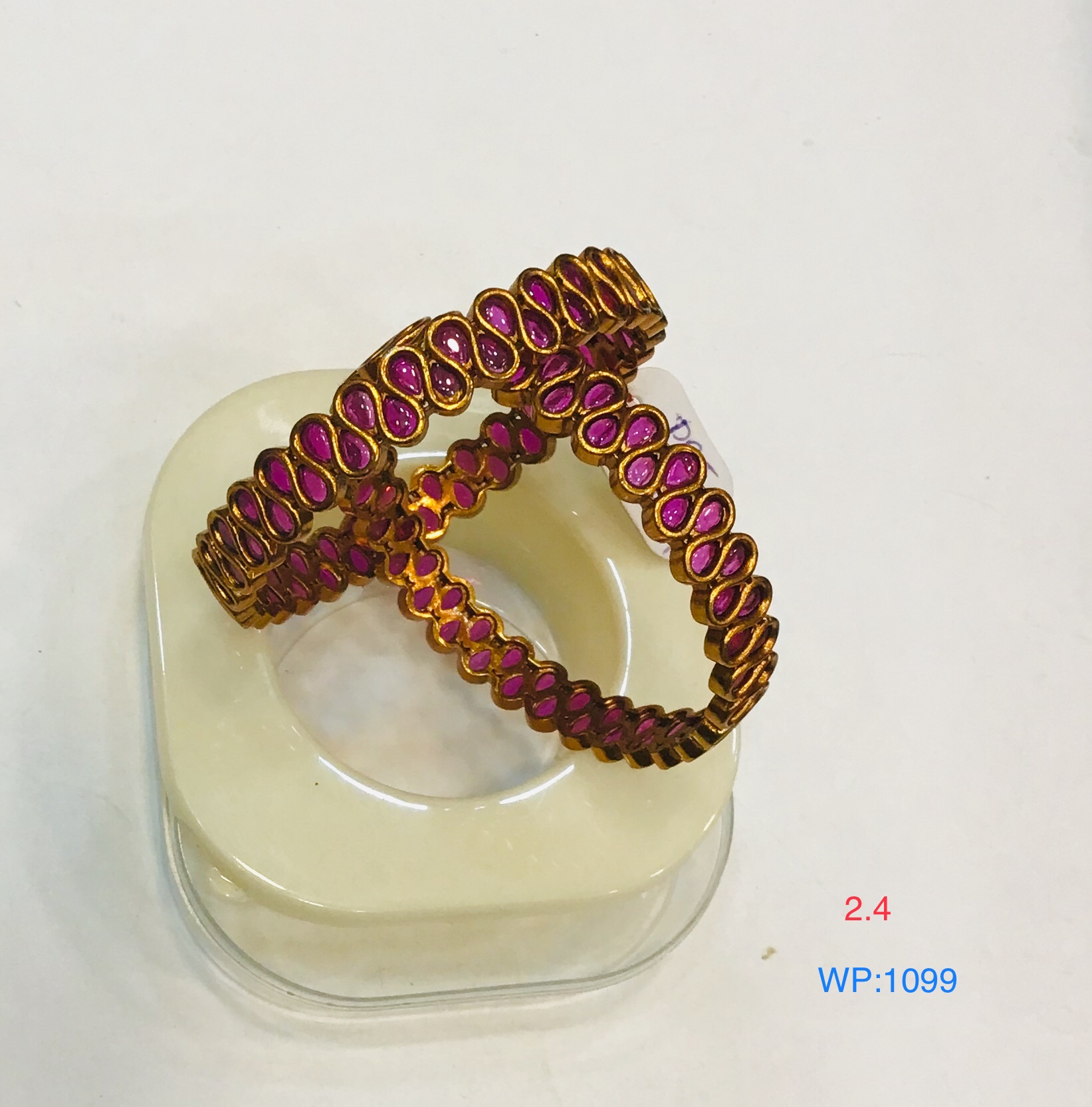 Traditional Ruby Stone Bangles – Set of 2