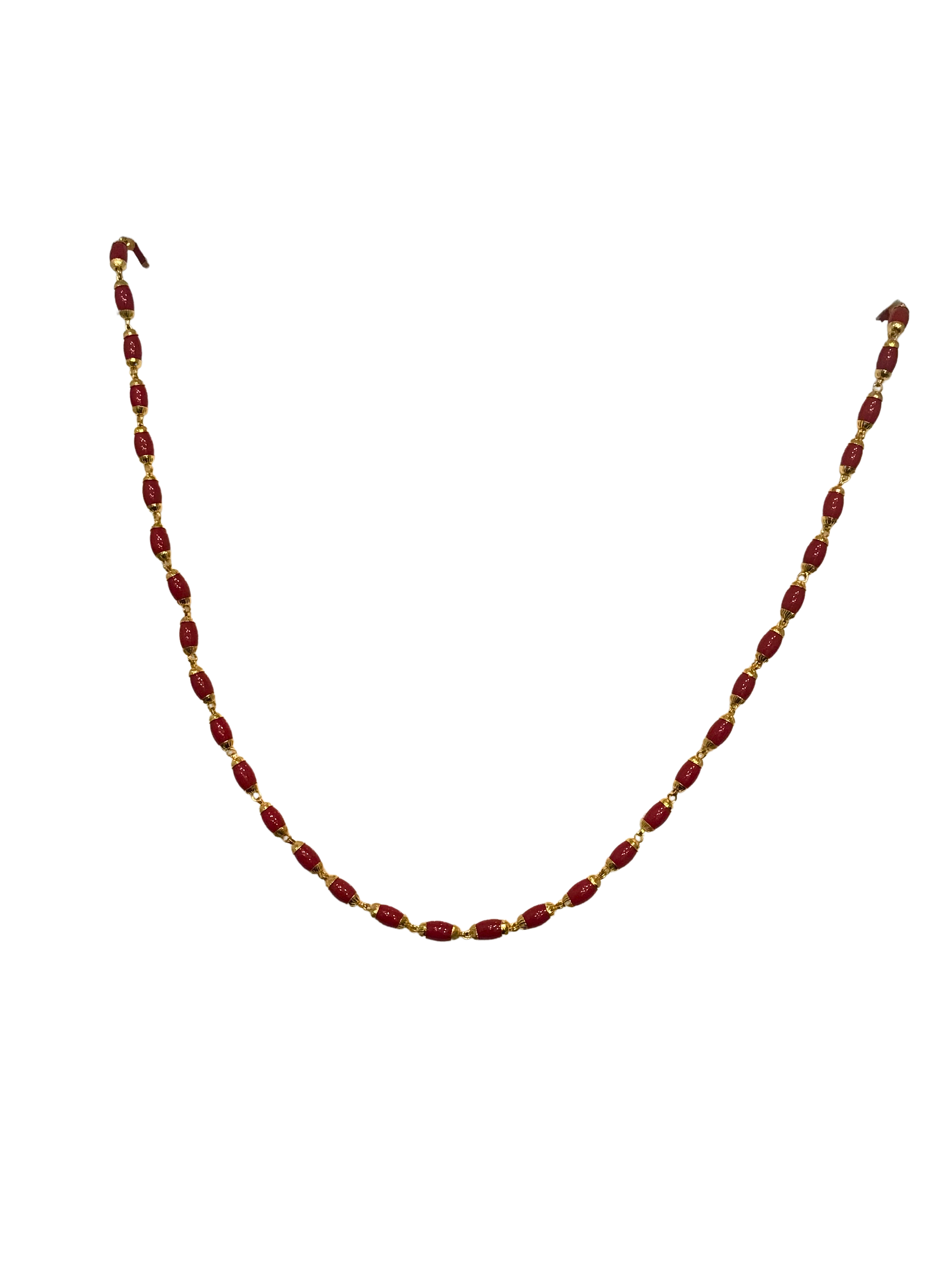 Red Bead Gold Chain Necklace