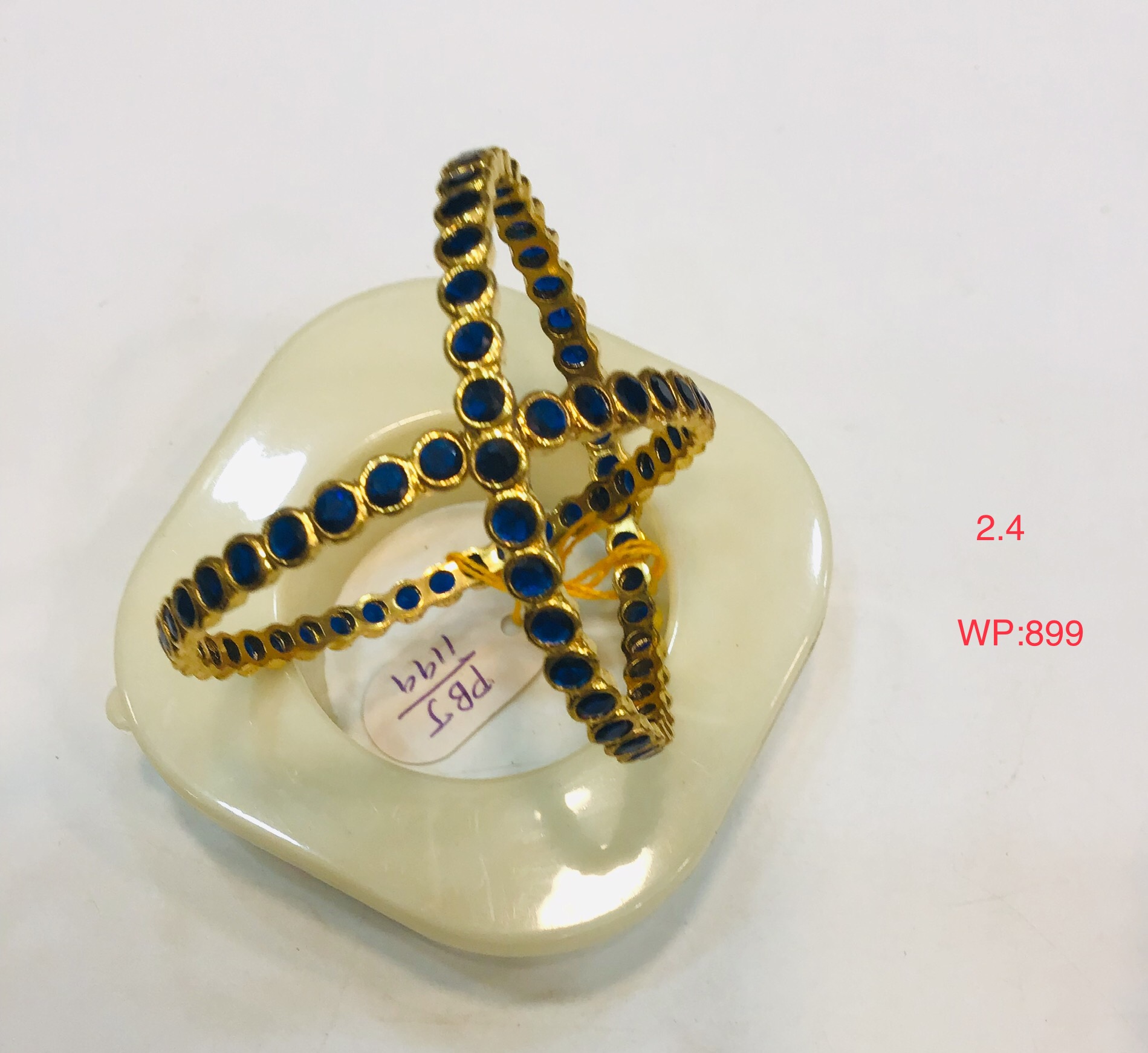 Gold-Plated Blue Stone Bangles