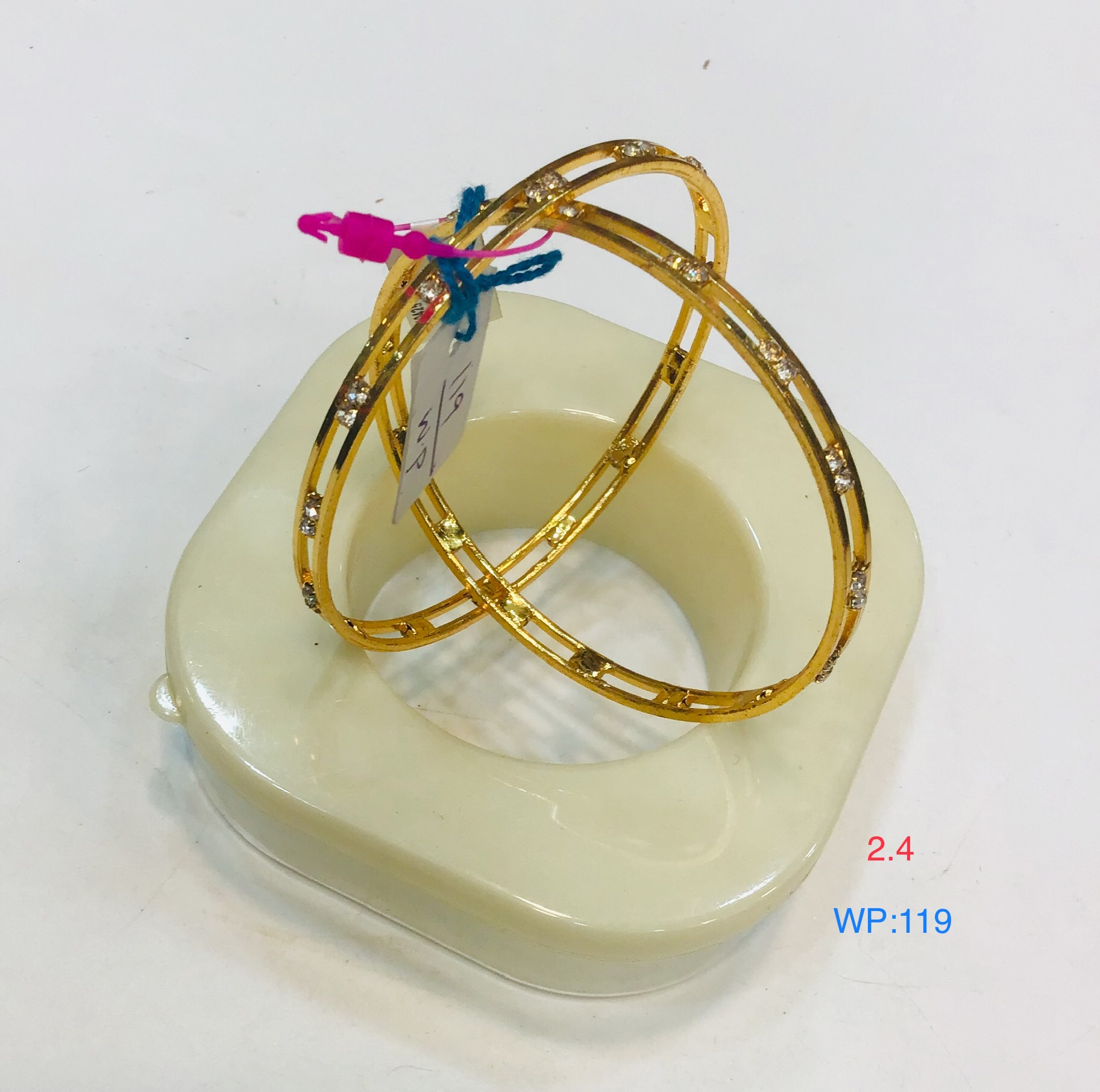 Classic Gold Finish Bangles with Stone Detailing – Set of 2