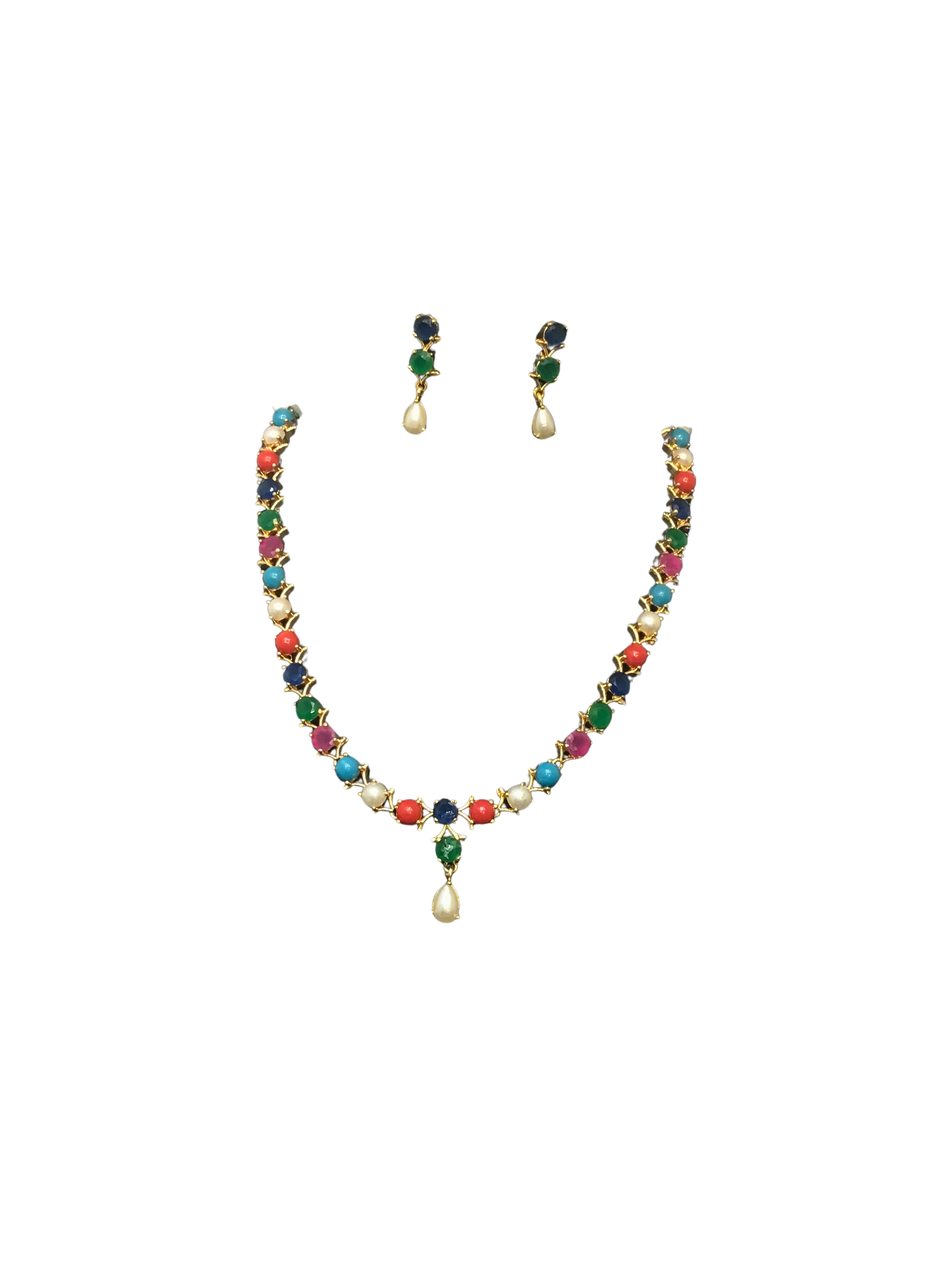 Colorful Gemstone Necklace and Earring Set