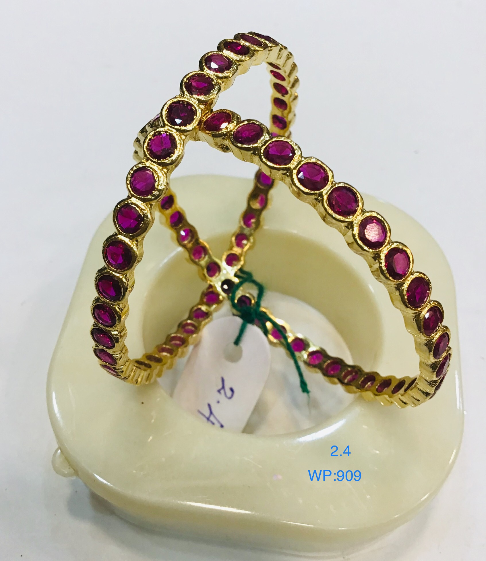 Ruby stone bangle pair