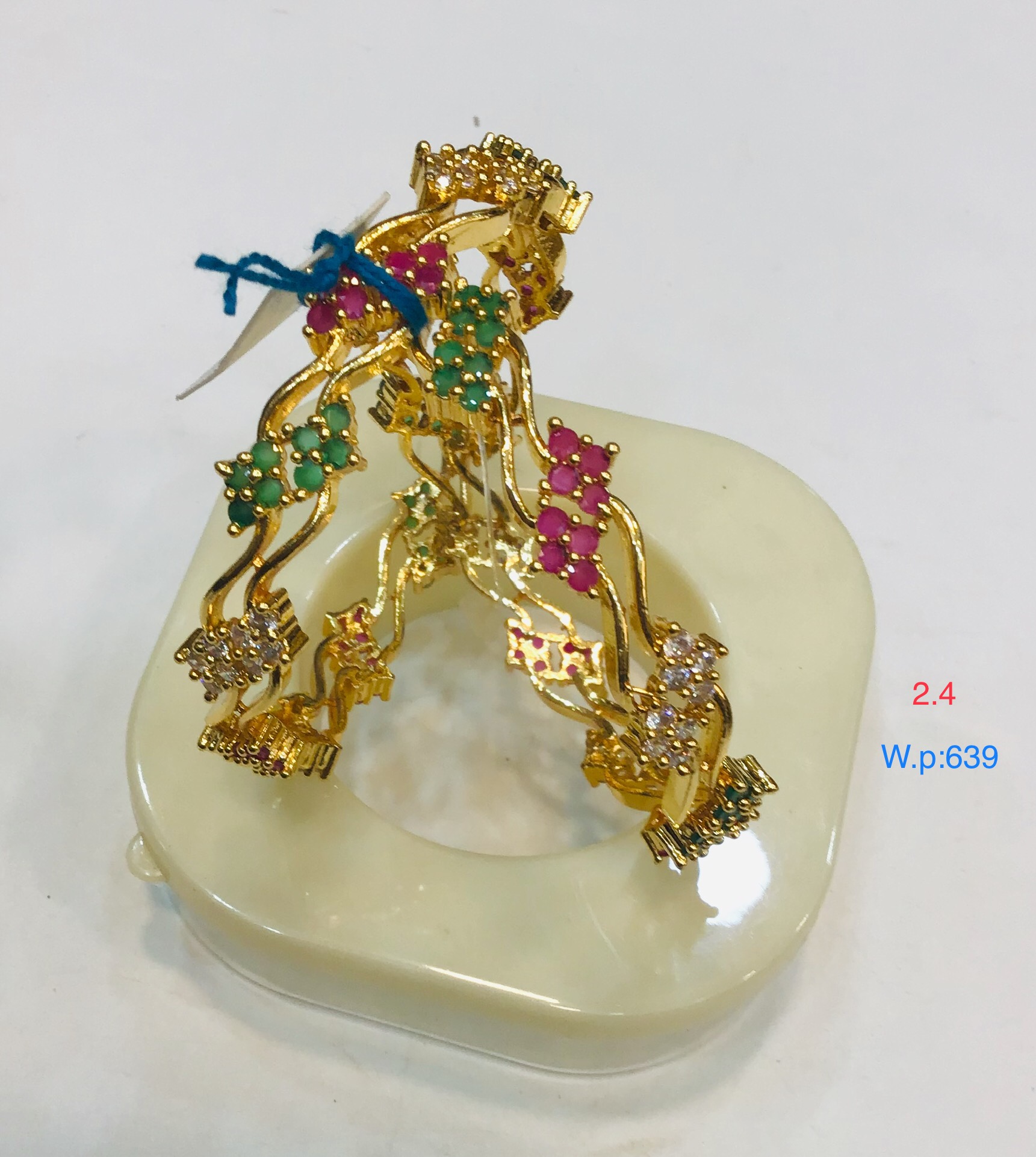 Gold-Plated Designer Bangles with Multicolor Stones (Set of 4) 