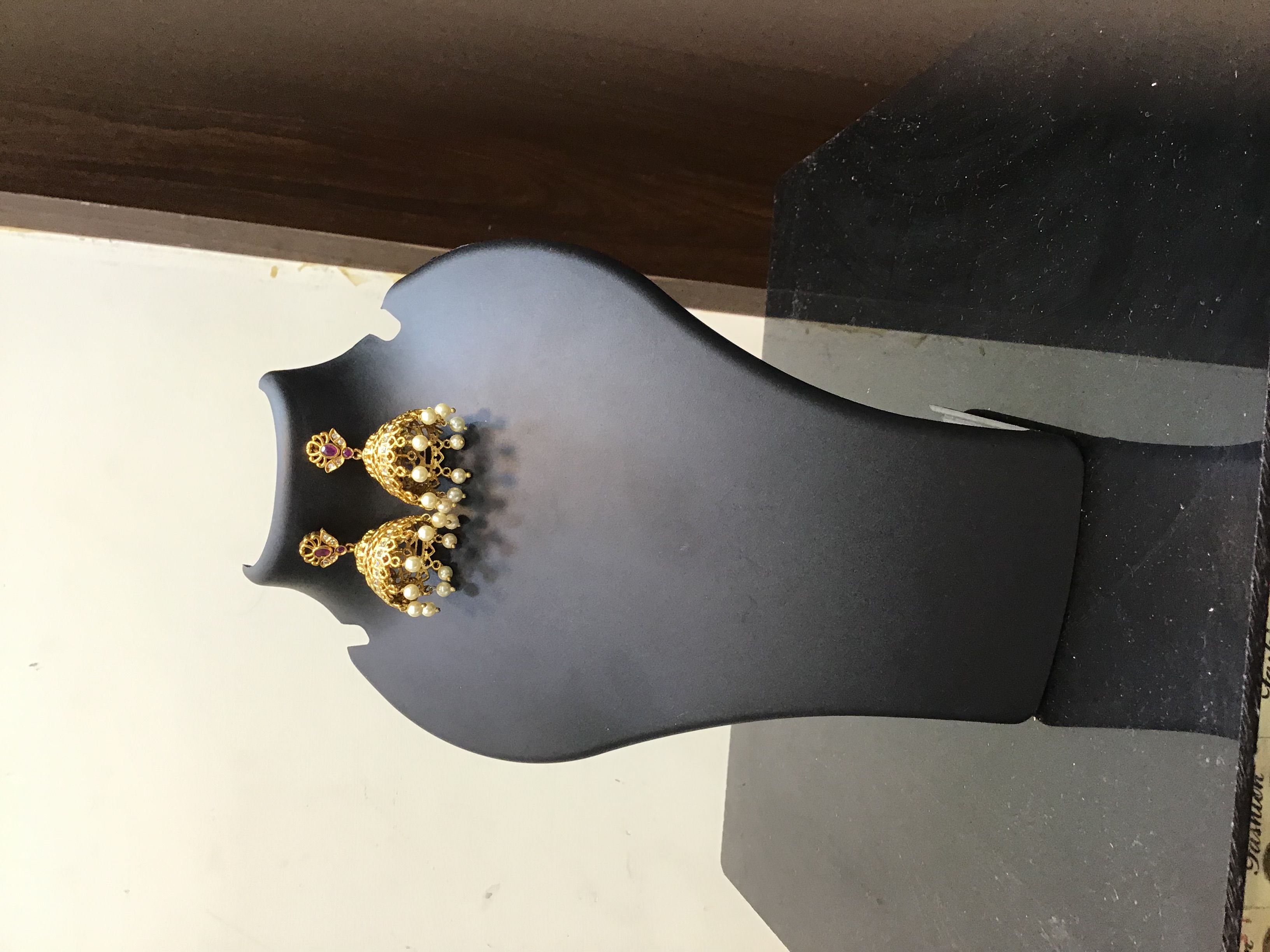 Gold-toned Pearl Jhumka Earrings