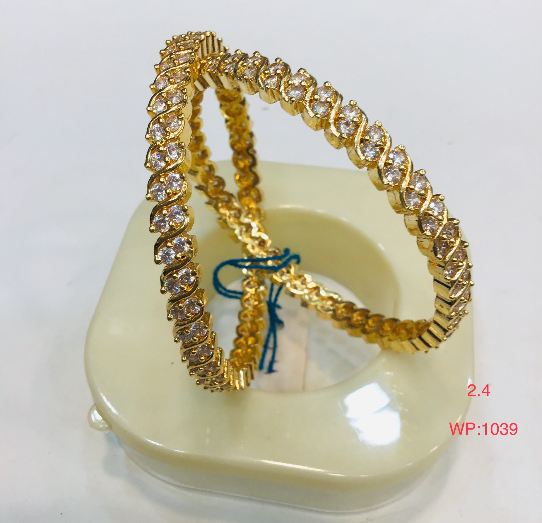 Designer White Stone Bangles (Set of 2)