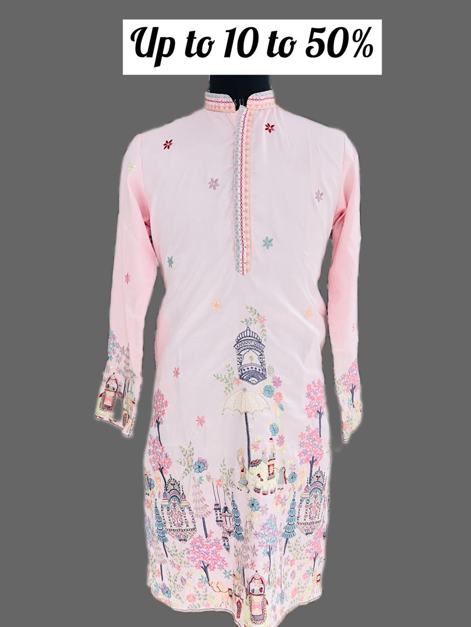 Pink Embroidered Kurta