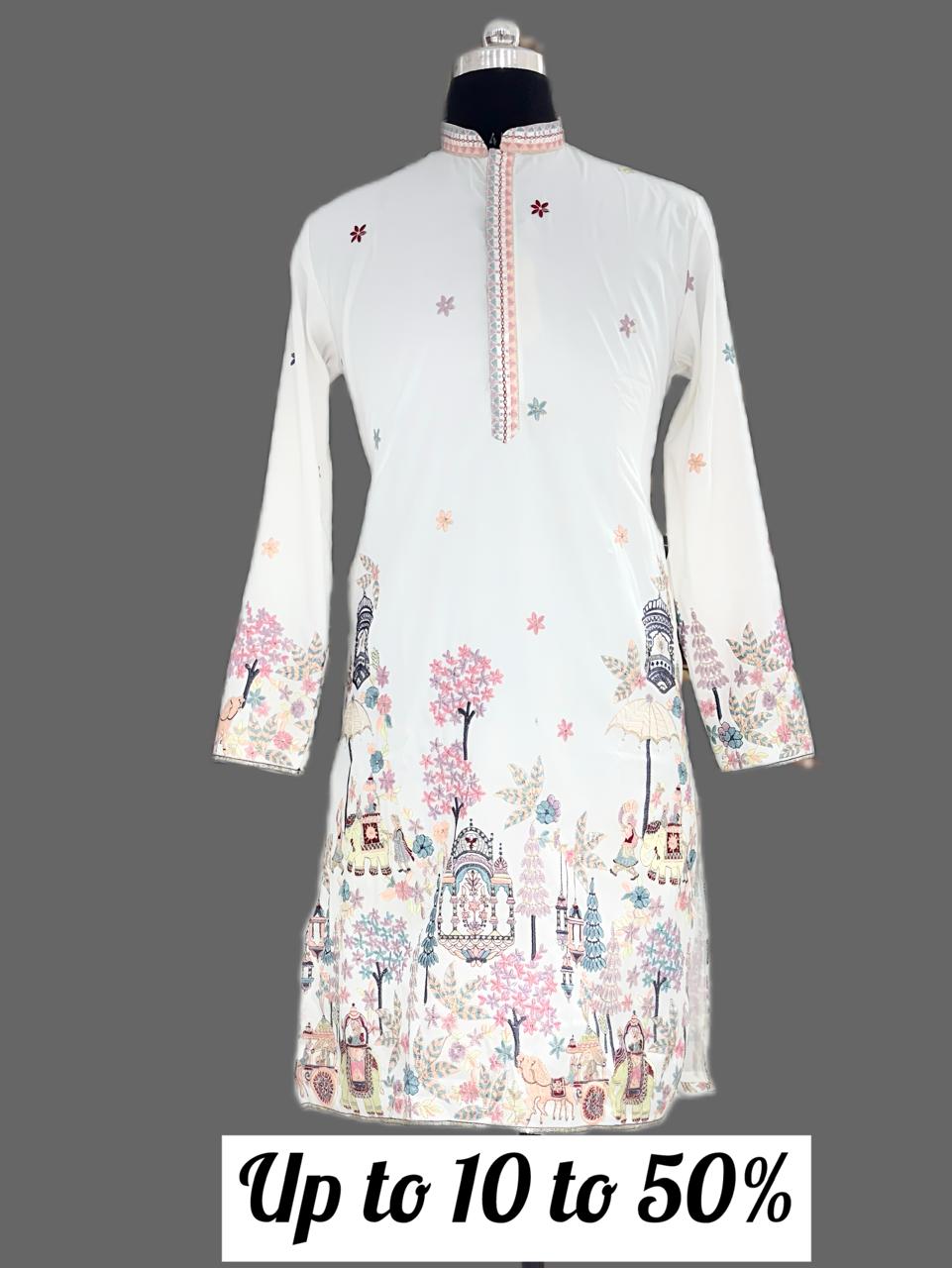 Embroidered White Kurta