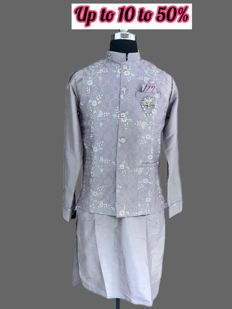 Elegant Lavender Embroidered Kurta Set