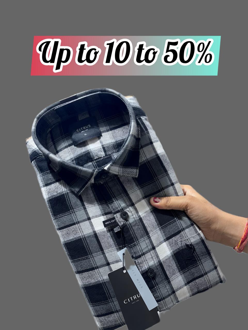 CITRU Men's Black and White Checkered Shirt