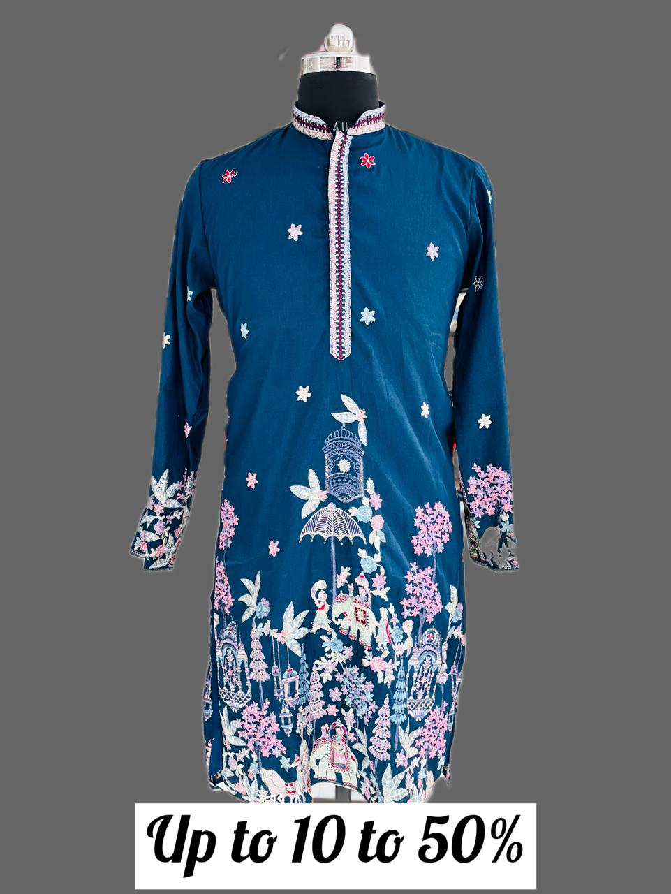 Embroidered Blue Kurta