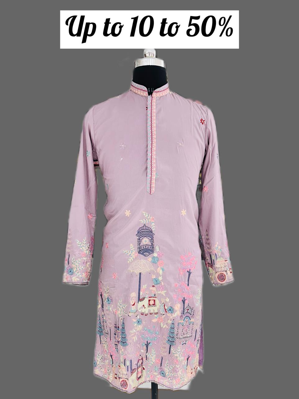 Embroidered Pink Kurta