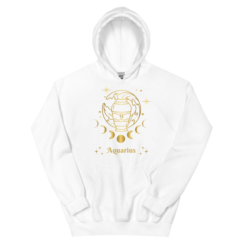 Aquarius Unisex Gildan Hoodie - White
