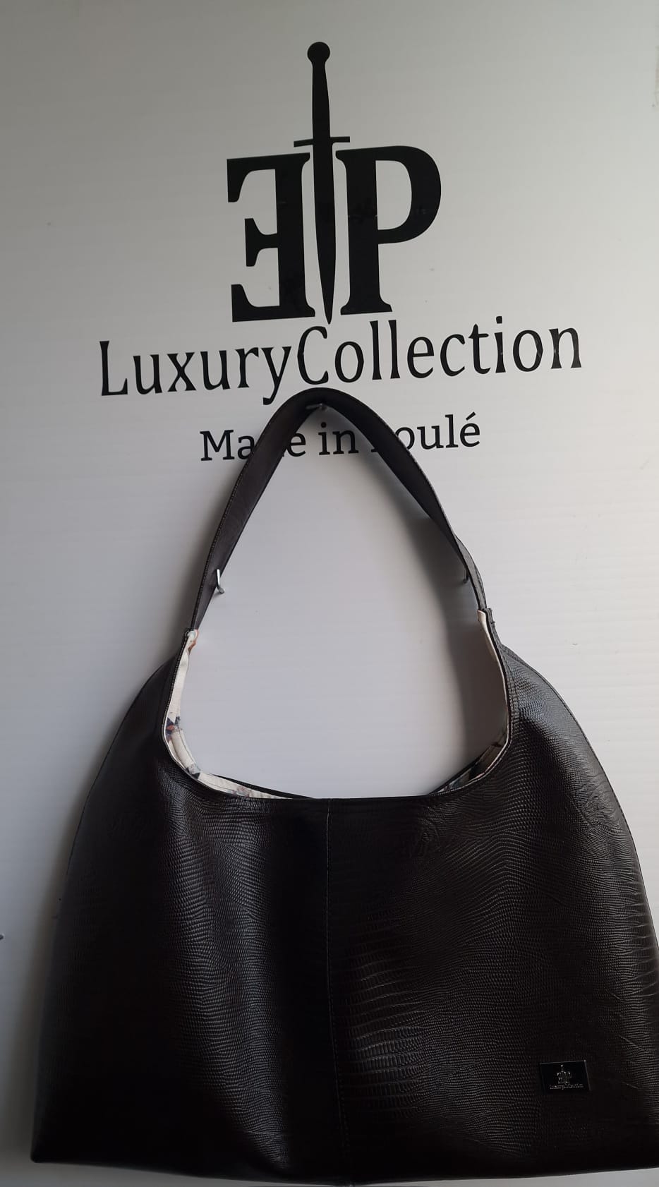 Bolsa de couro sintético castanha