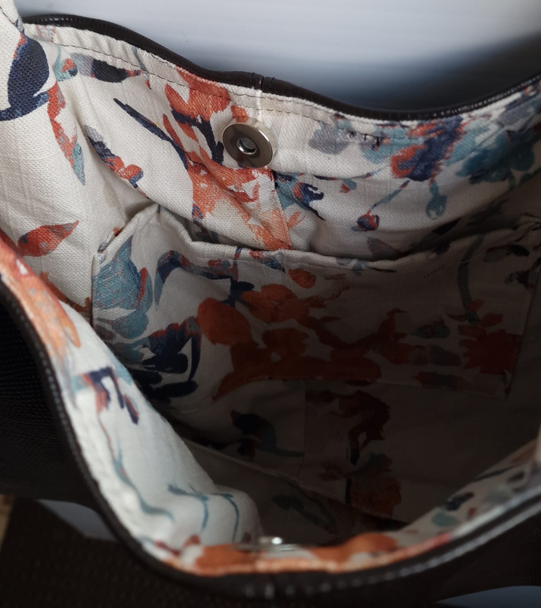 Bolsa de couro sintético castanha