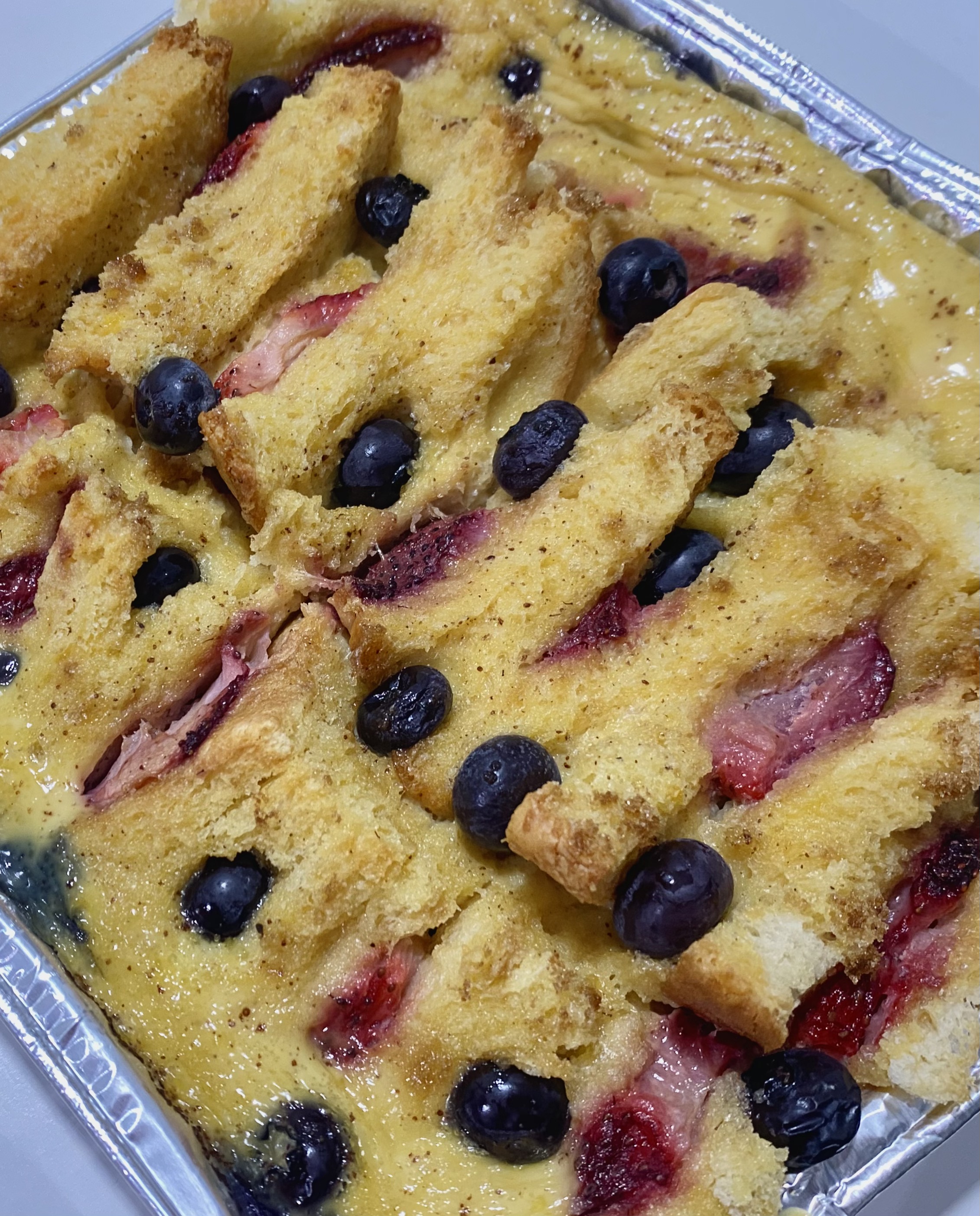 Blueberry Chip Bread & Butter Pudding