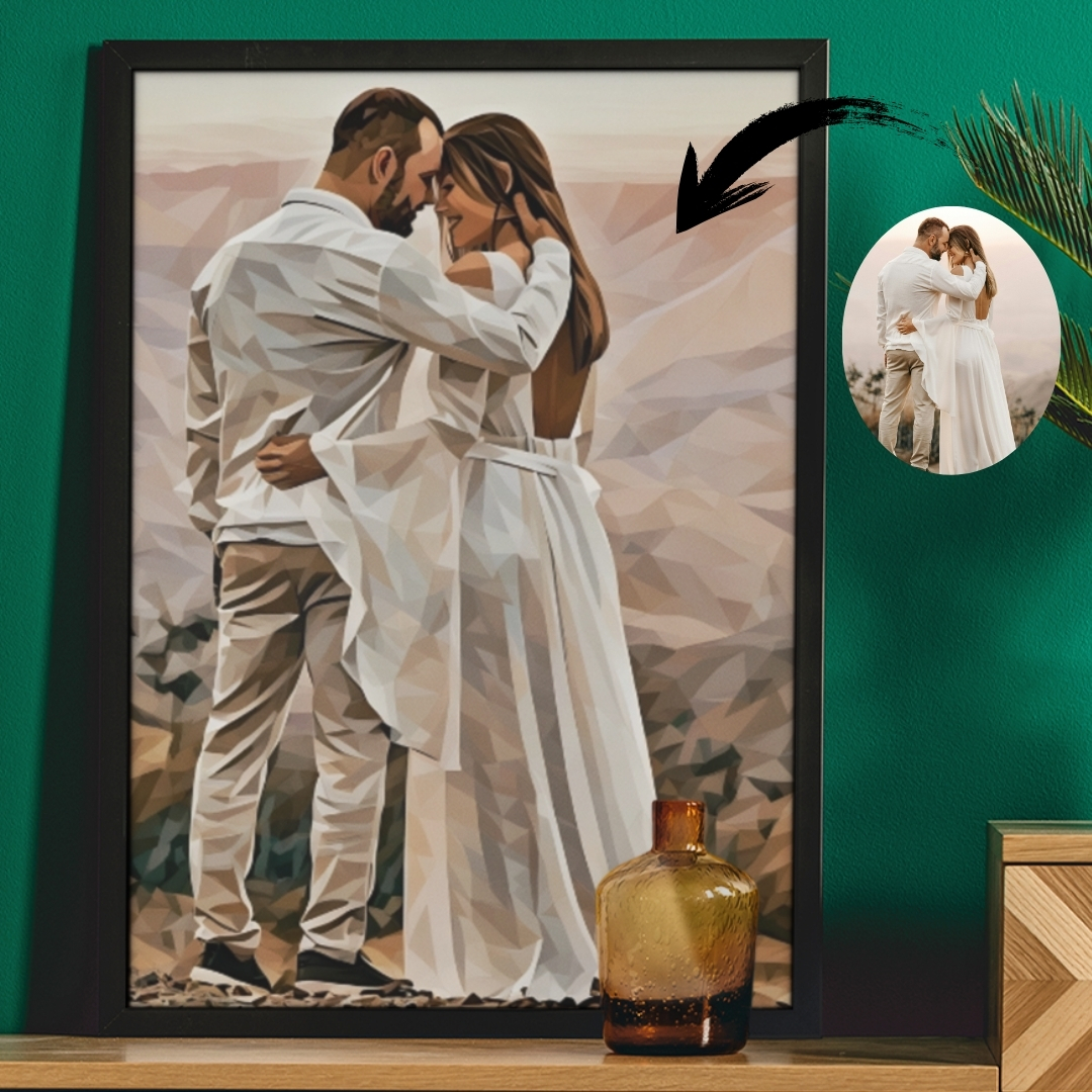 Custom Photo Poly Art Portrait: Framed Fine Art Print + Digital File Included 