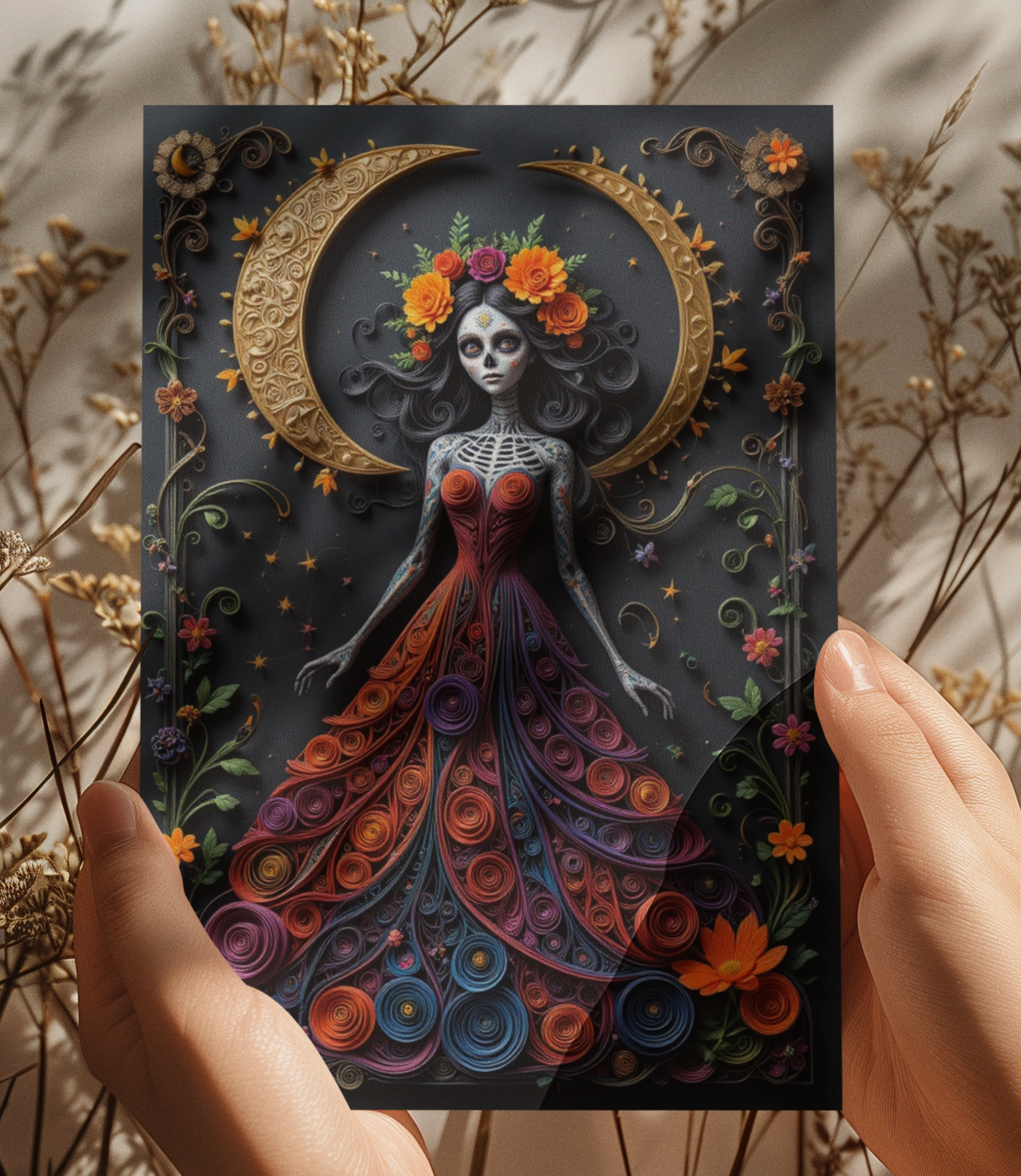 Halloween Greeting Card: 3D Quilling Style, Eco-Friendly Seasonal card (5x7)