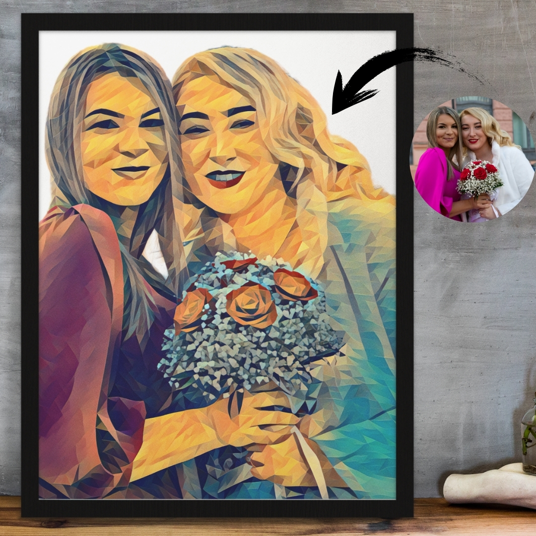 Custom Photo Poly Art Portrait: Framed Fine Art Print + Digital File Included 