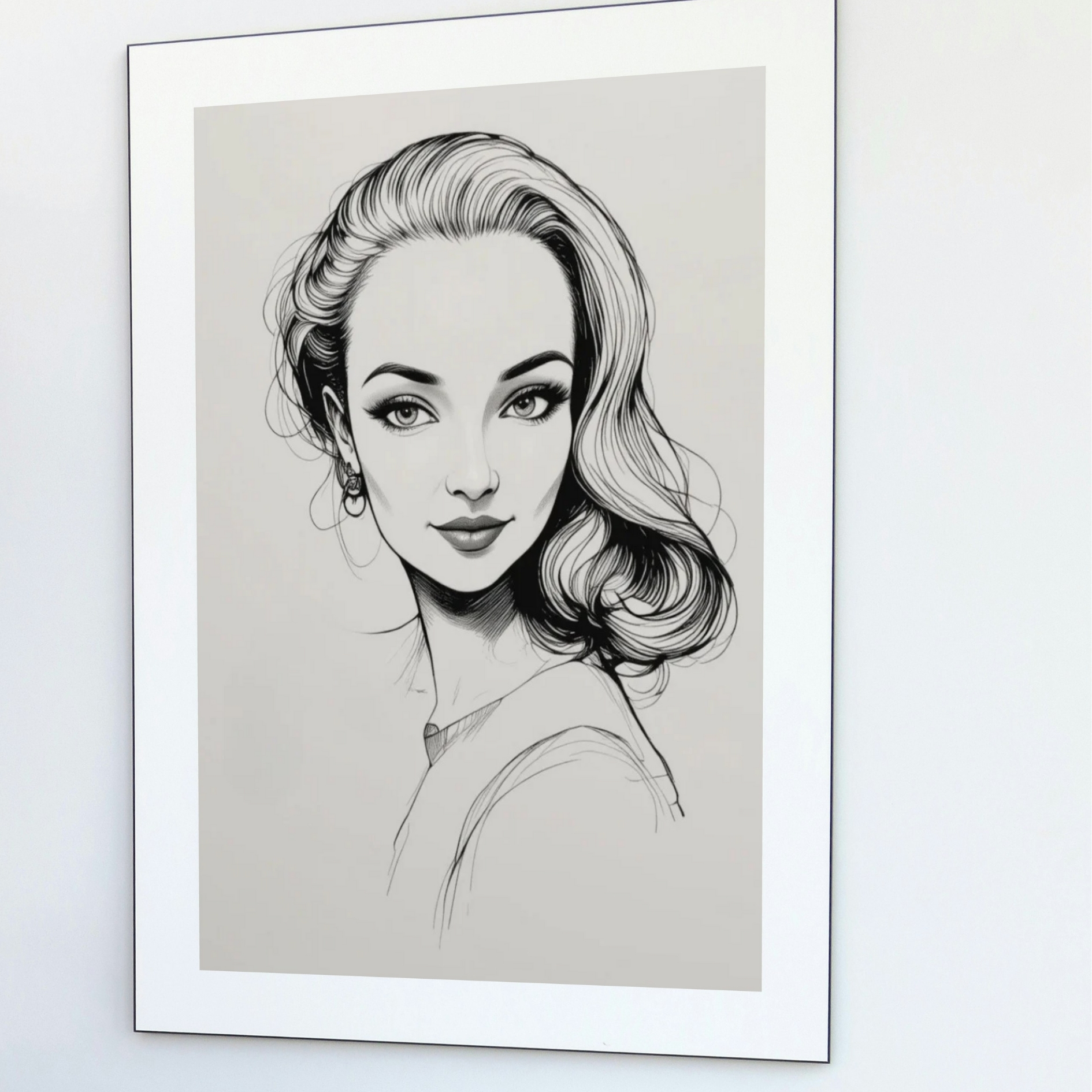 Custom Pen Portrait Digital Download Only Black Pen Wall Art