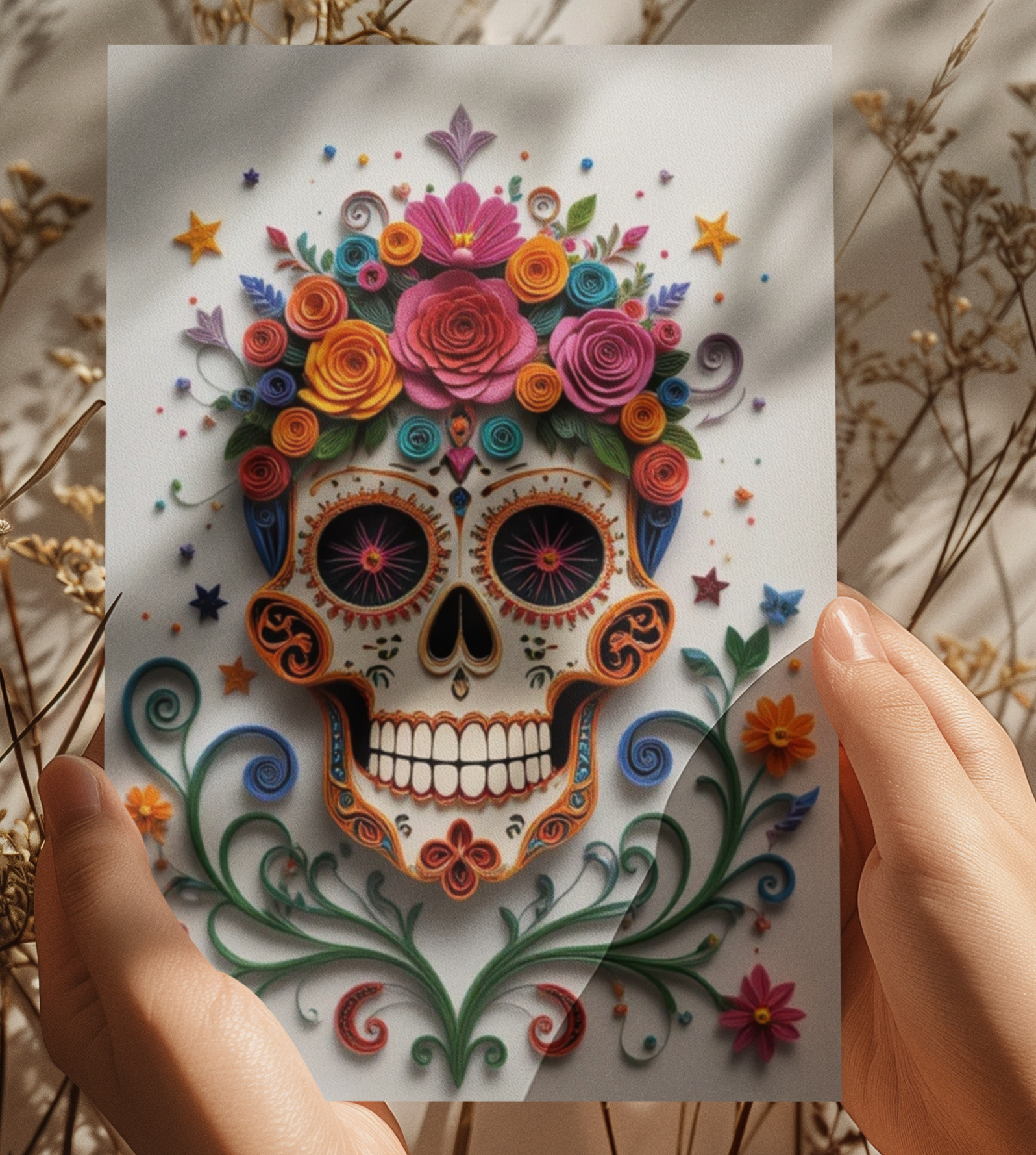 Halloween Greeting Card: 3D Quilling Style, Eco-Friendly Seasonal card (5x7)