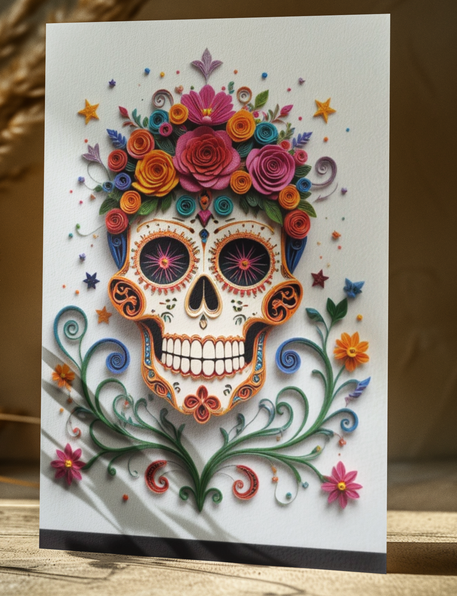 Halloween Greeting Card: 3D Quilling Style, Eco-Friendly Seasonal card (5x7)