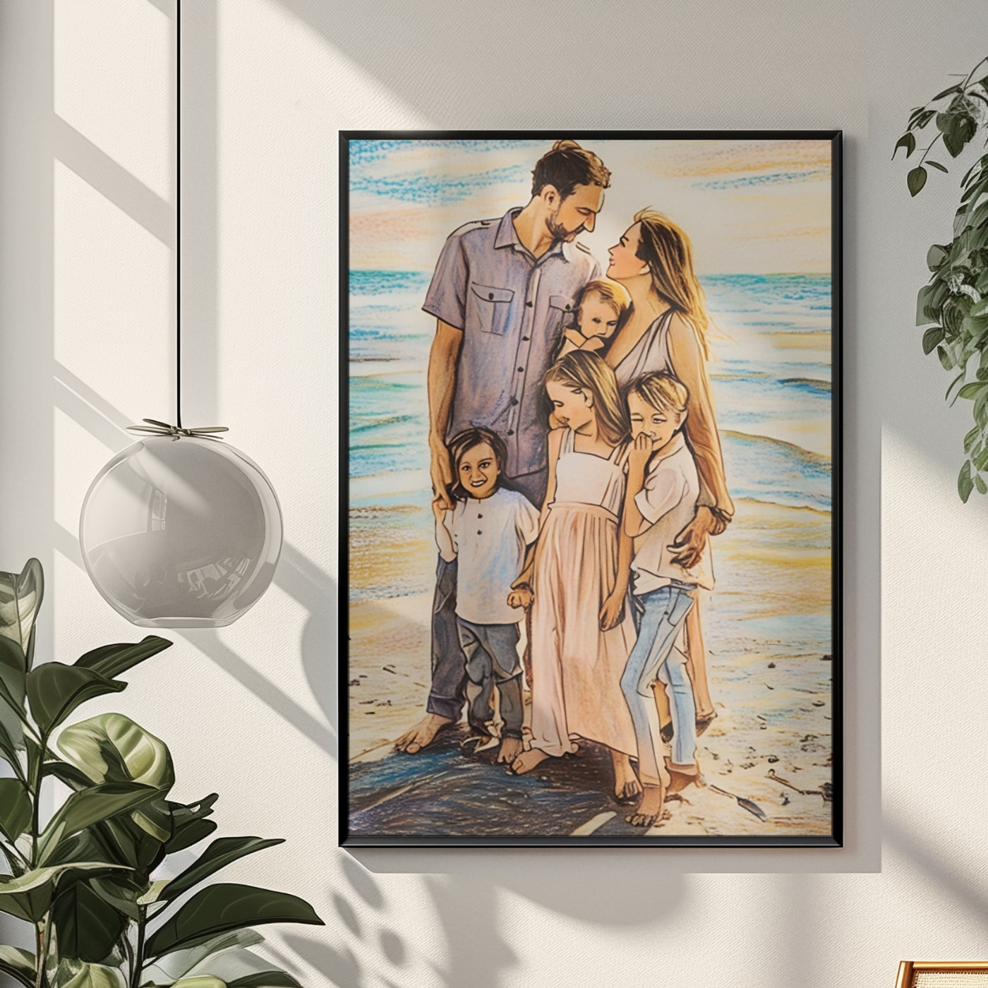 Custom Sketch Portrait Family Sketches Pets Gifts Couple Portraits