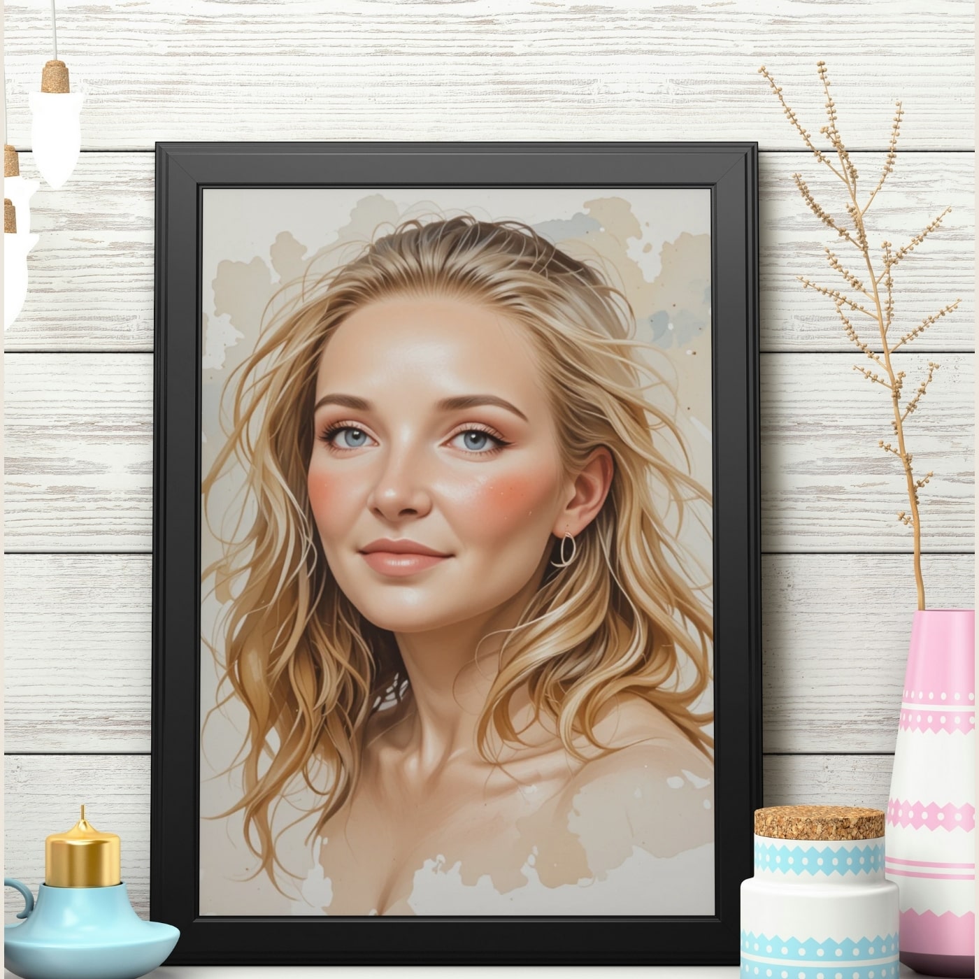 Custom Watercolor Portrait From Photo: Framed Fine Art Print + Digital File