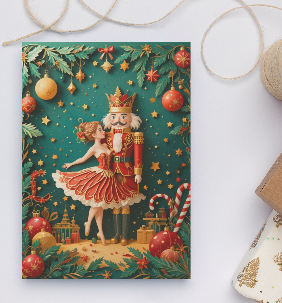 Christmas Quilling Style Greeting Card – 5x7 Festive 3D Effect Design – Holiday Card with Envelope