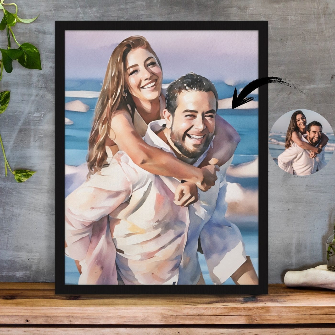 Personalized Watercolor Portrait: Custom Digital Art Download