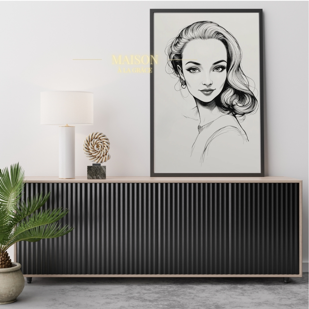 Custom Pen Portrait Digital Download Only Black Pen Wall Art 