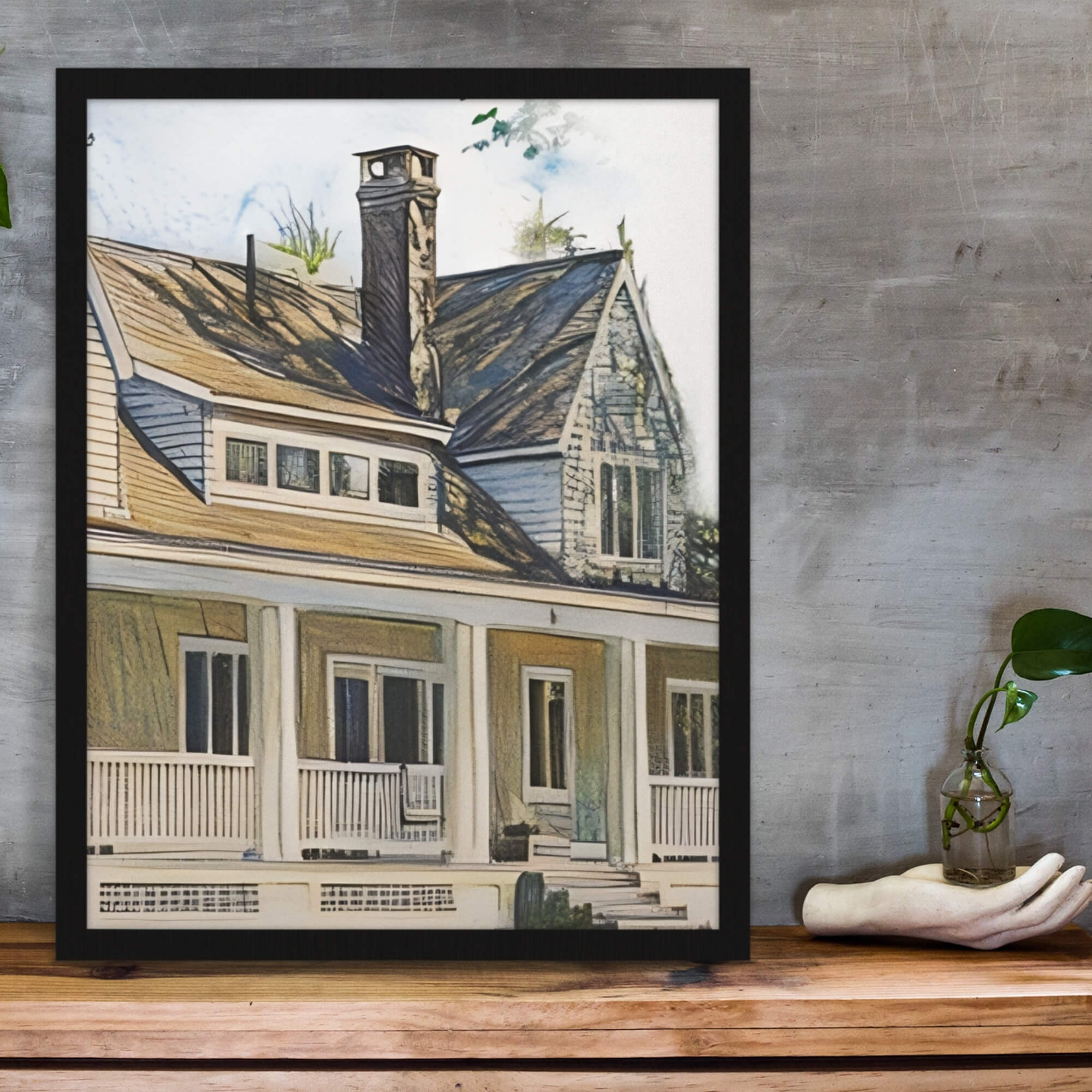 Custom Framed Sketch Portraits Pets Portraits House bespoke Image 