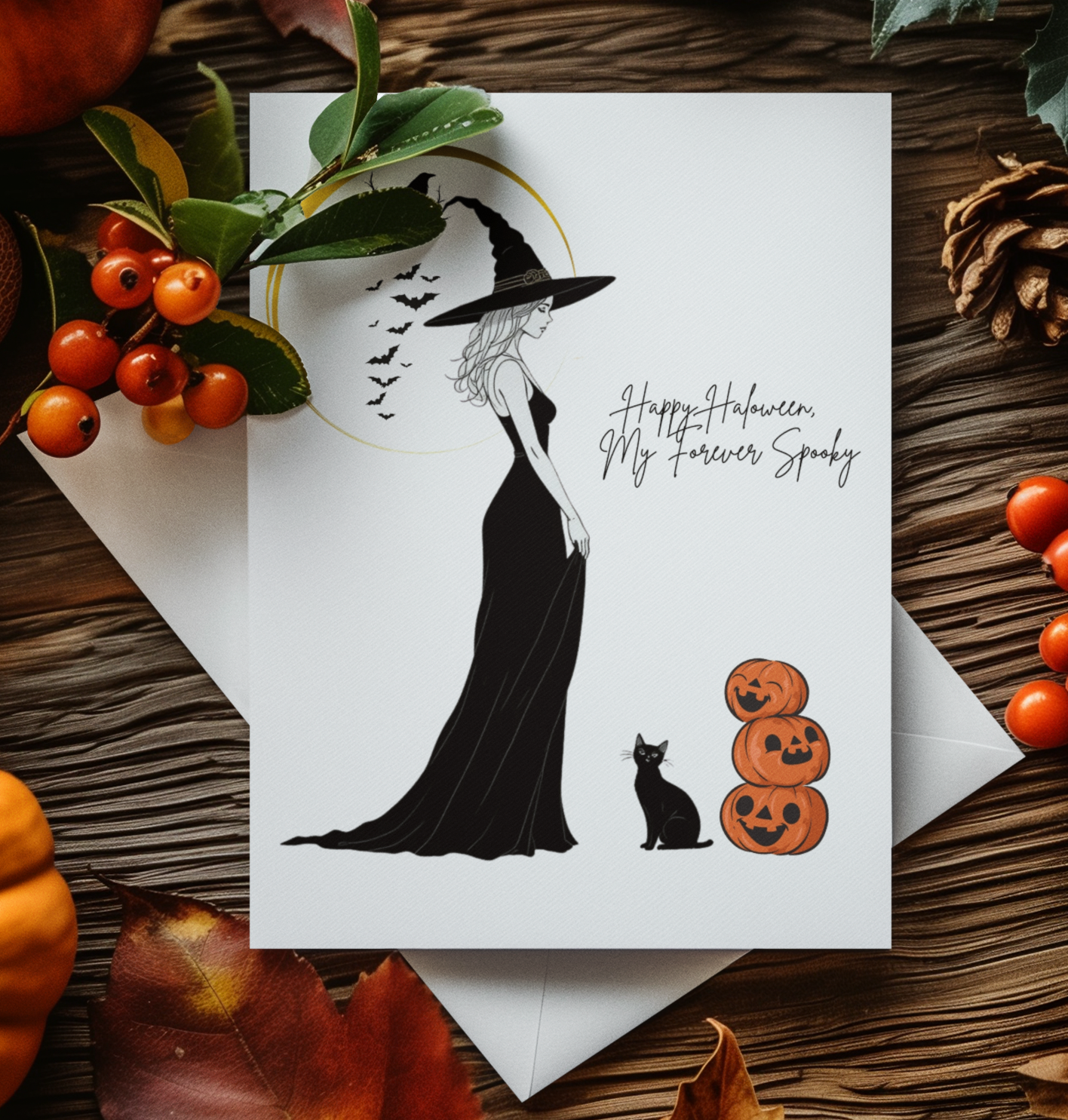 Personalized Halloween Greeting Card: Custom Autumn Design