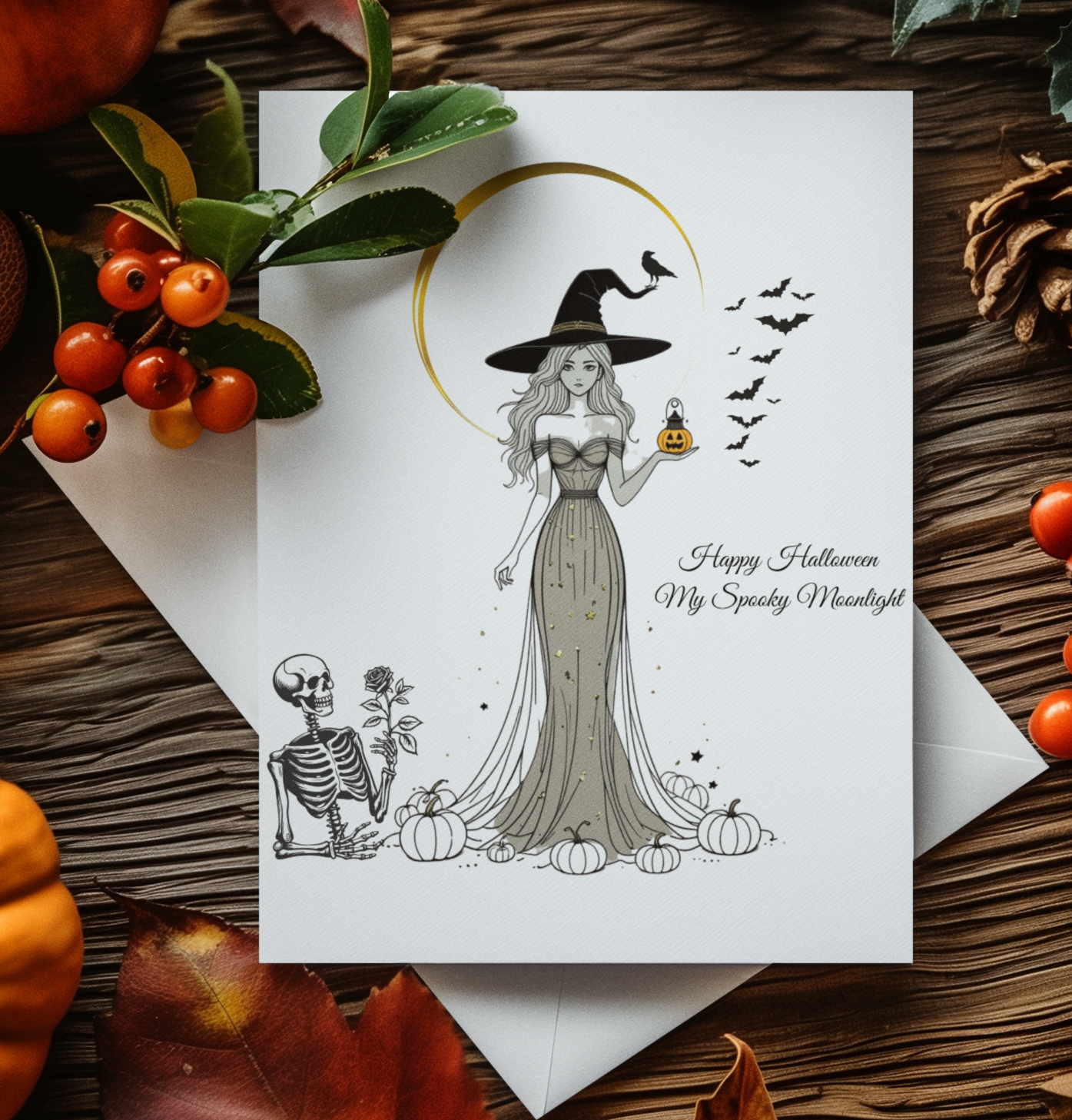 Personalized Halloween Greeting Card: Custom Autumn Design
