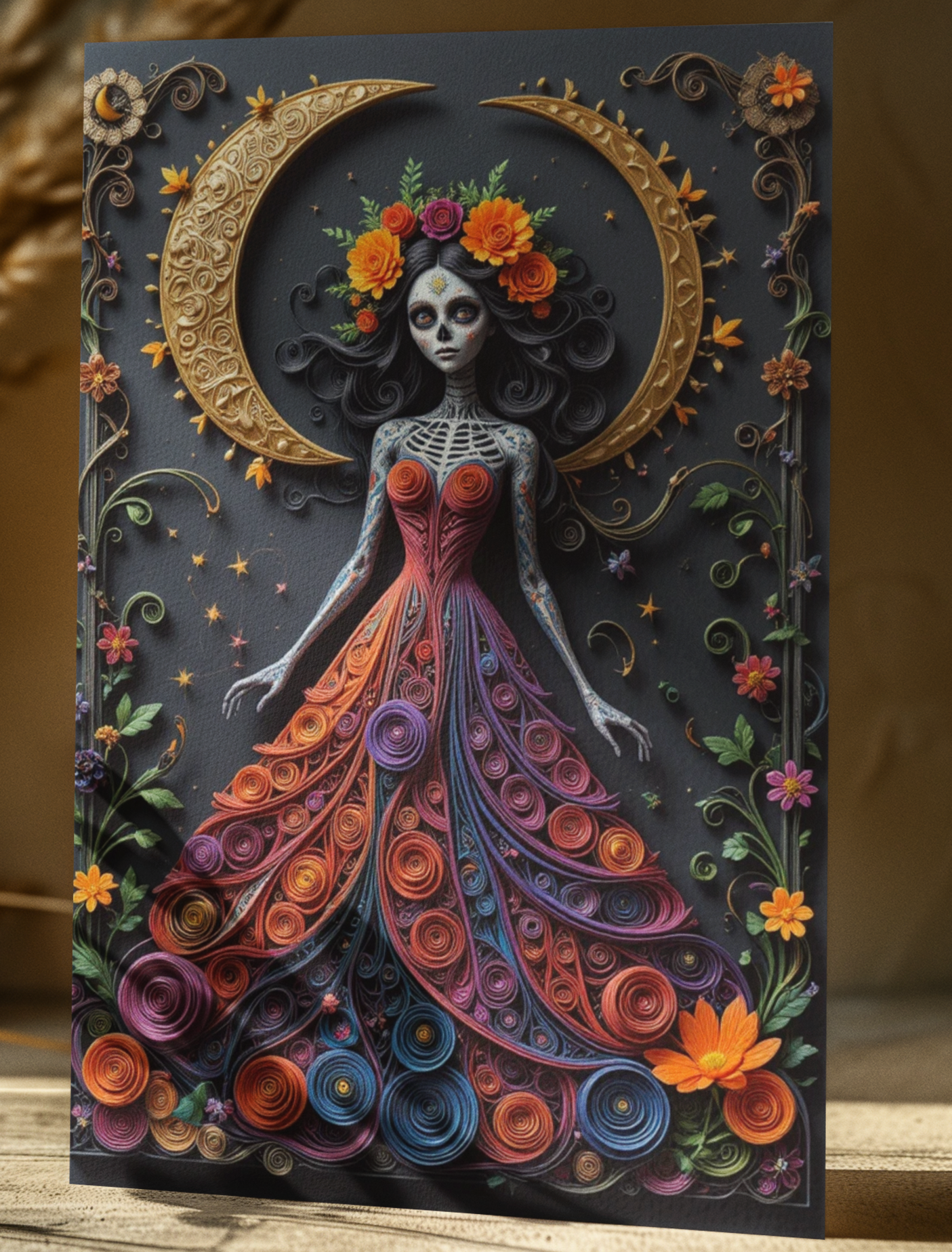 Halloween Greeting Card: 3D Quilling Style, Eco-Friendly Seasonal card (5x7)