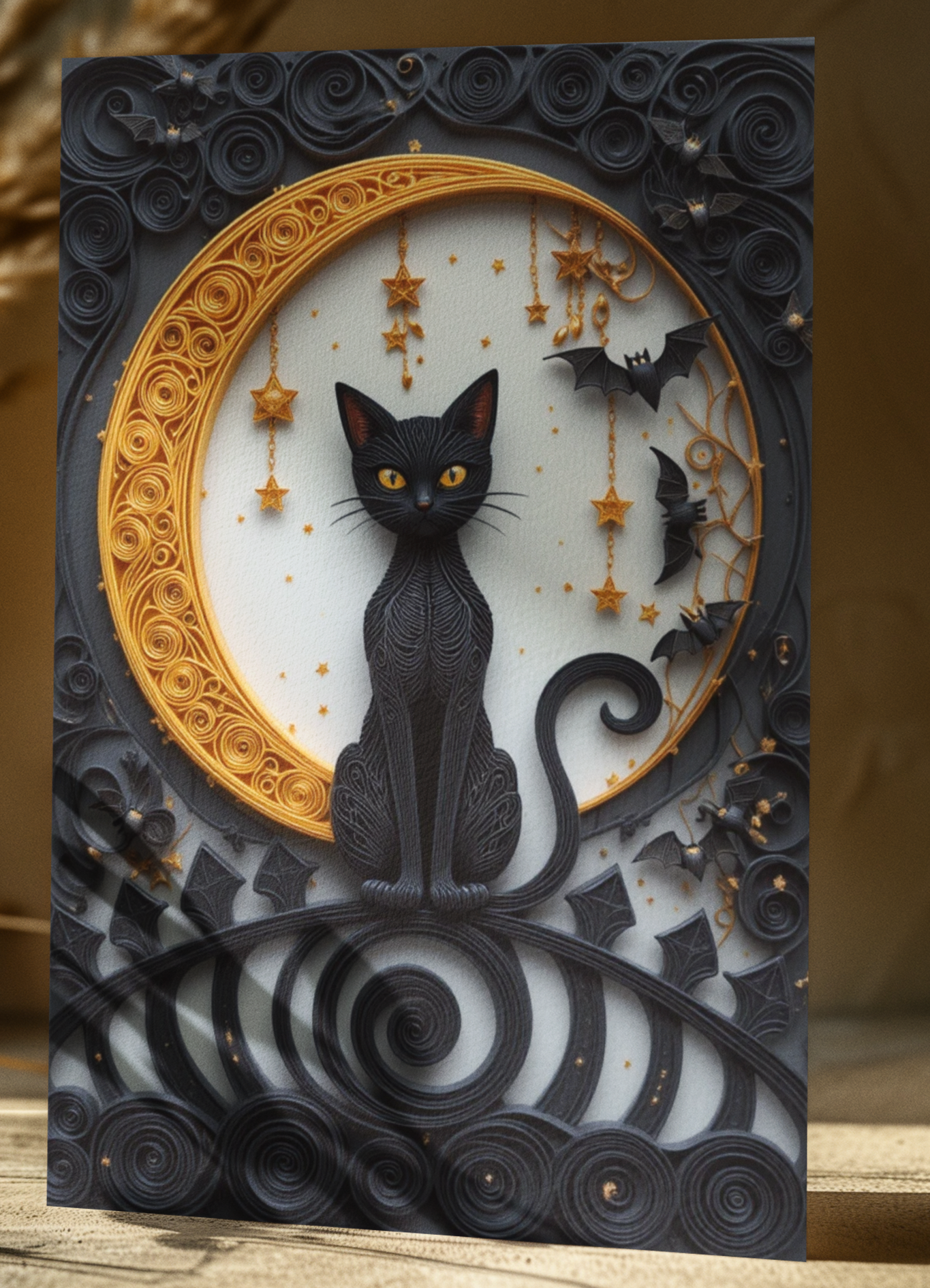 Halloween Greeting Card: 3D Quilling Style, Eco-Friendly Seasonal card (5x7)