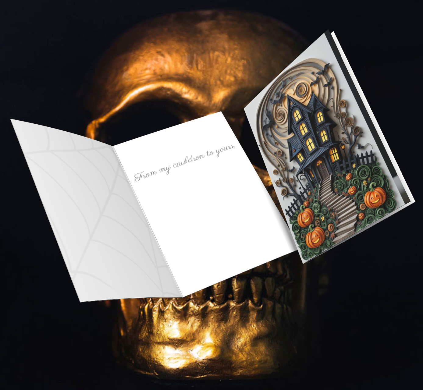 Halloween Greeting Card: 3D Quilling Style, Eco-Friendly Seasonal card (5x7)