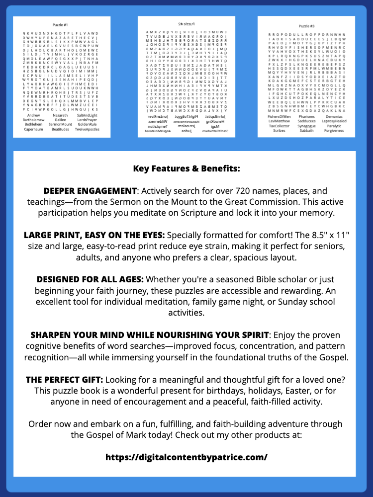 Gospel of Mark Word Search Puzzles
