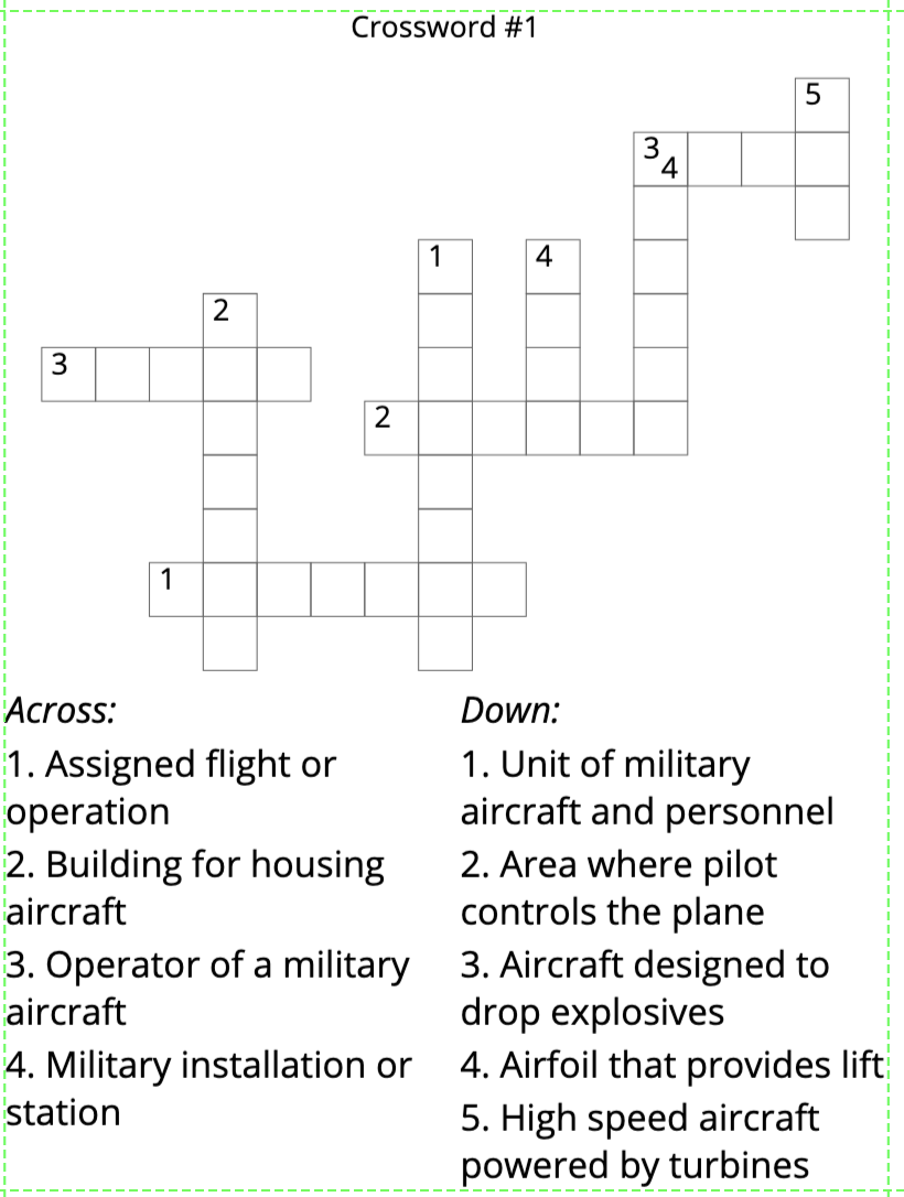 Air Force Crossword Puzzles