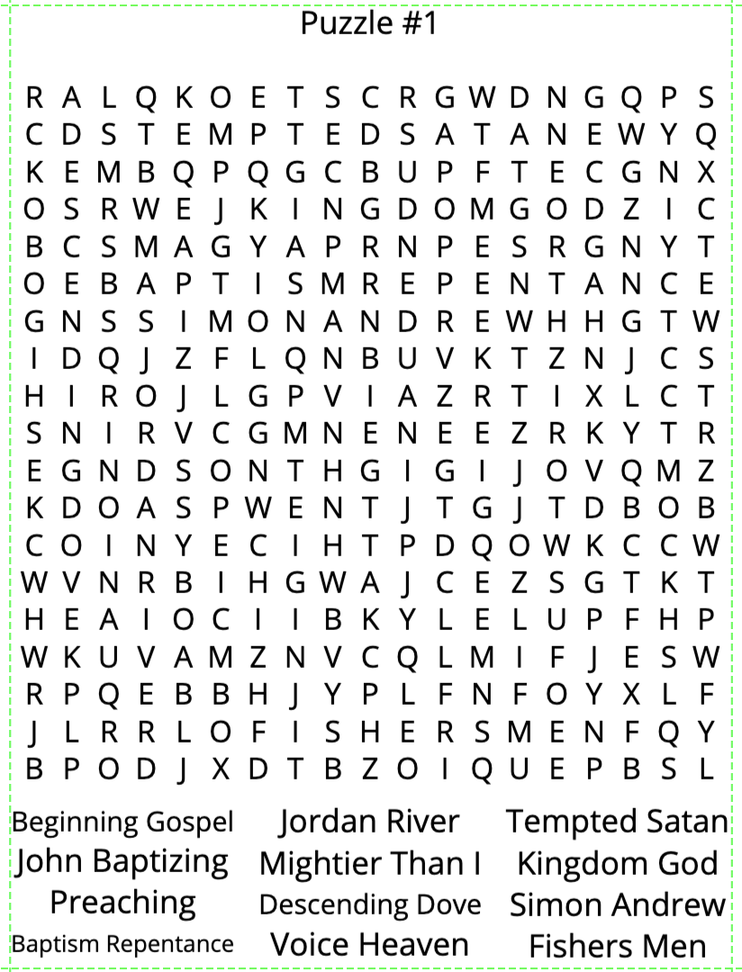 Gospel of Mark Word Search Puzzles