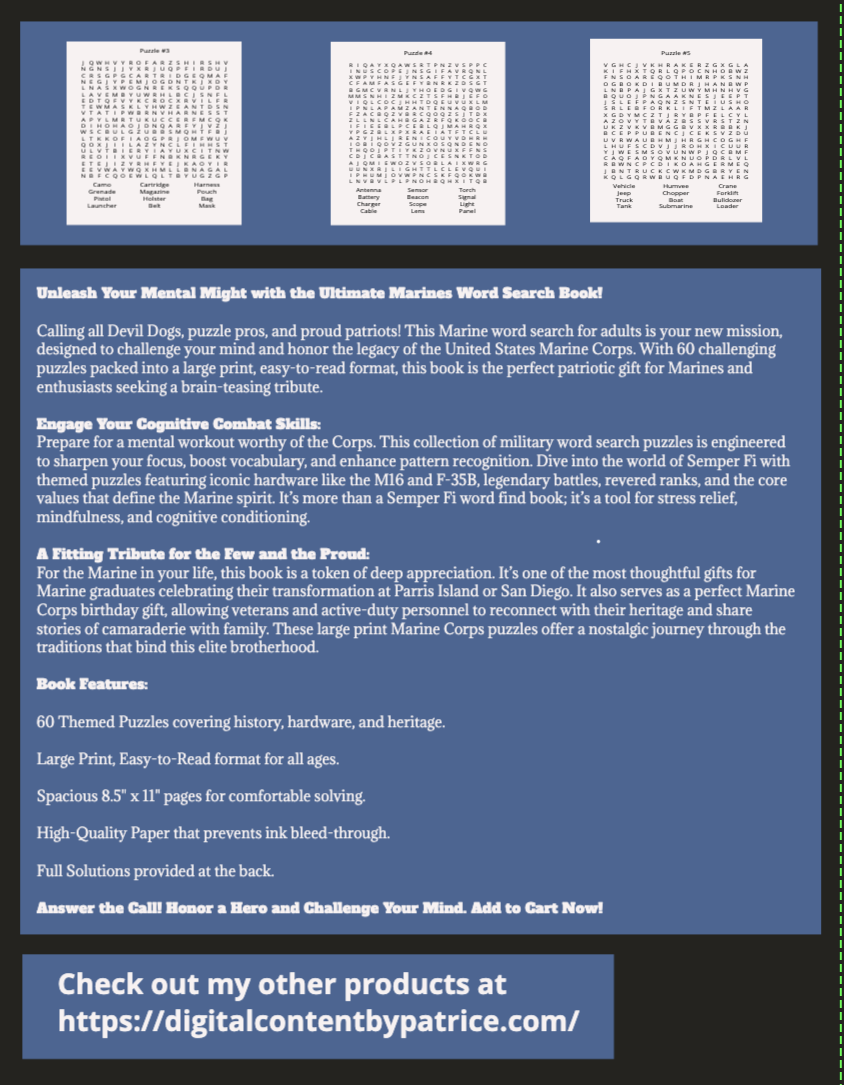 Marines Word Search Puzzles