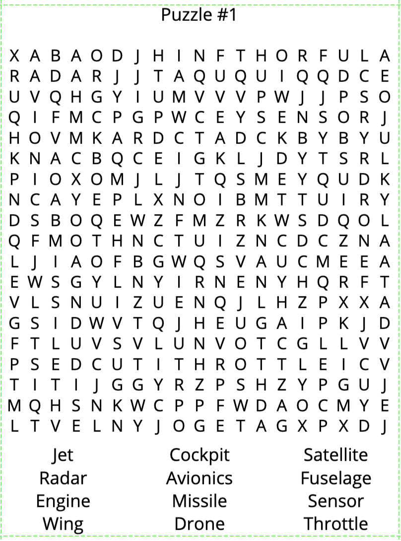 Air Force Word Search Puzzles