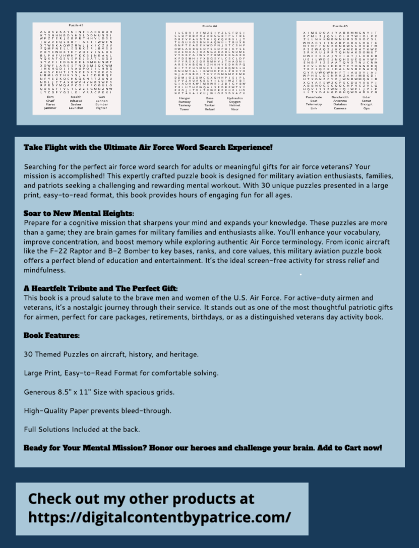 Air Force Word Search Puzzles
