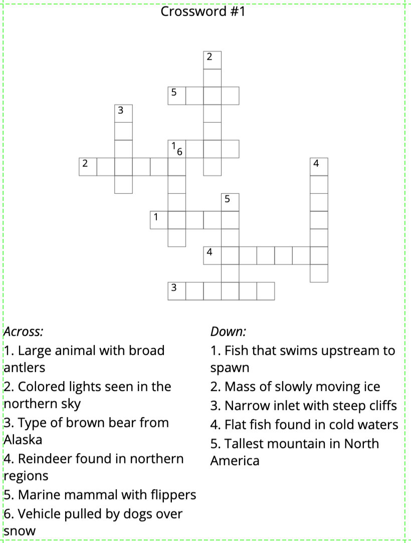 Alaska Crossword Puzzles