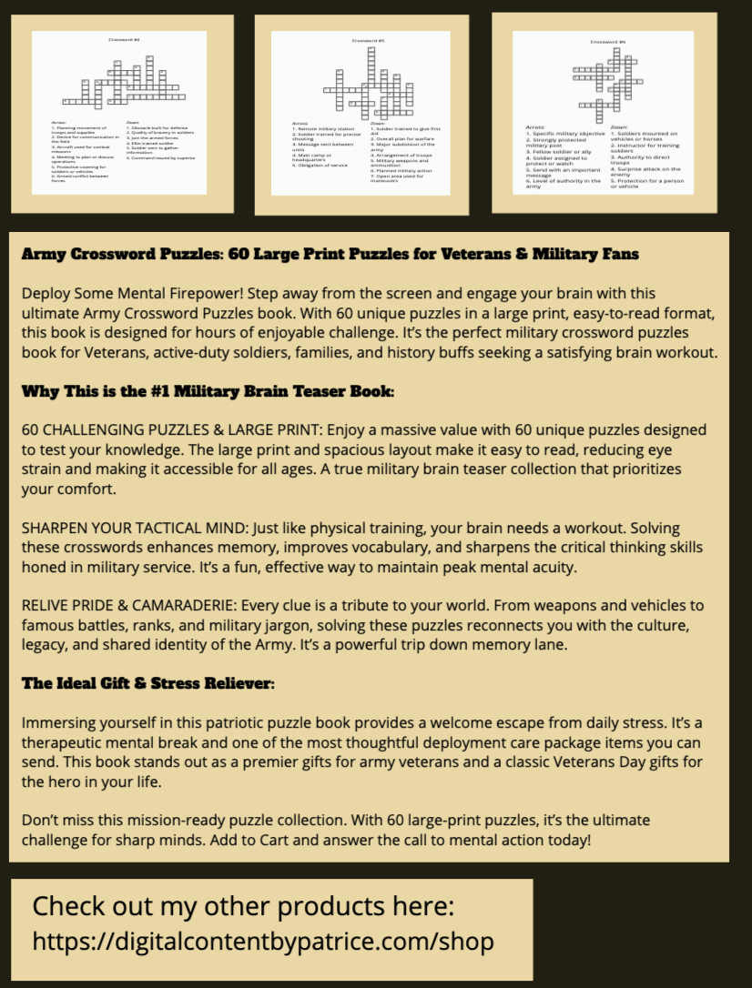 Army Crossword Puzzles