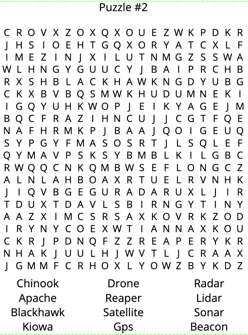 Army Word Search Puzzles
